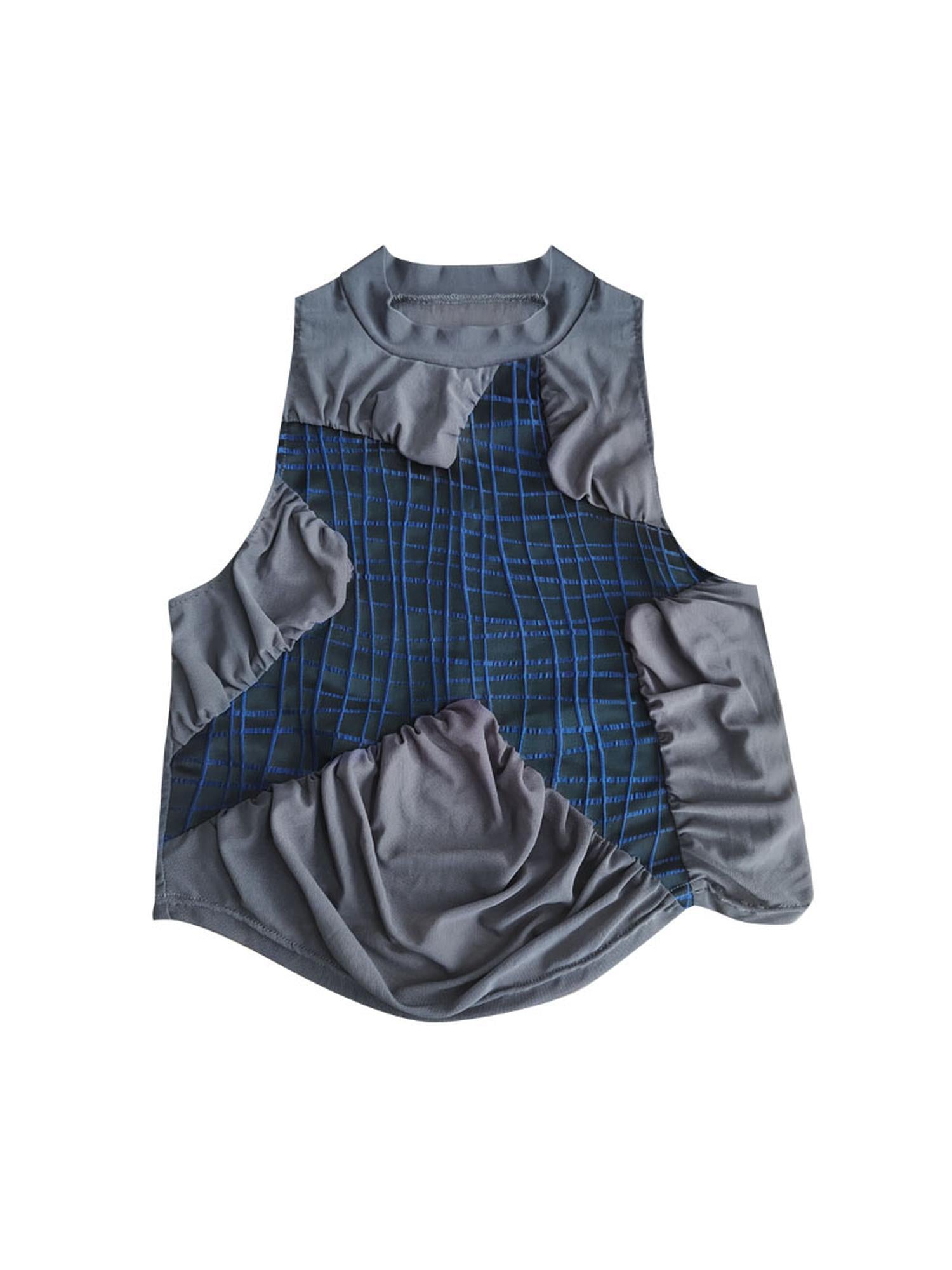 WSW WUSHENWU Seastar Mesh Ruffle Crop Top