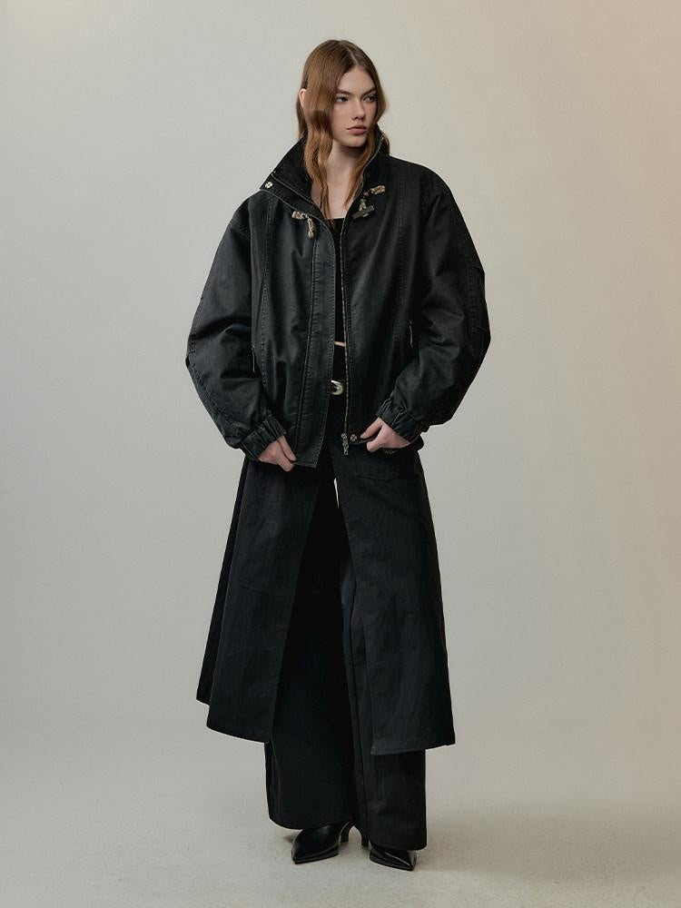 AnnoMundi Thick Warm Polyester Minimalist Commuter Straight Fit Black Puffer Jackets
