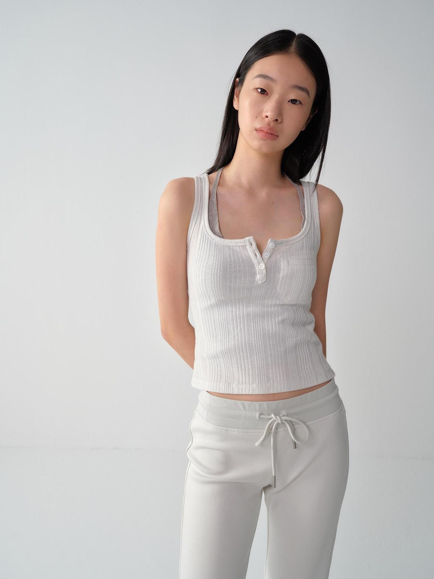 RUN TO THE FUTURE Original Design Shimmer Sequin Button Slim Fit Women Viscose Blend Tank Tops