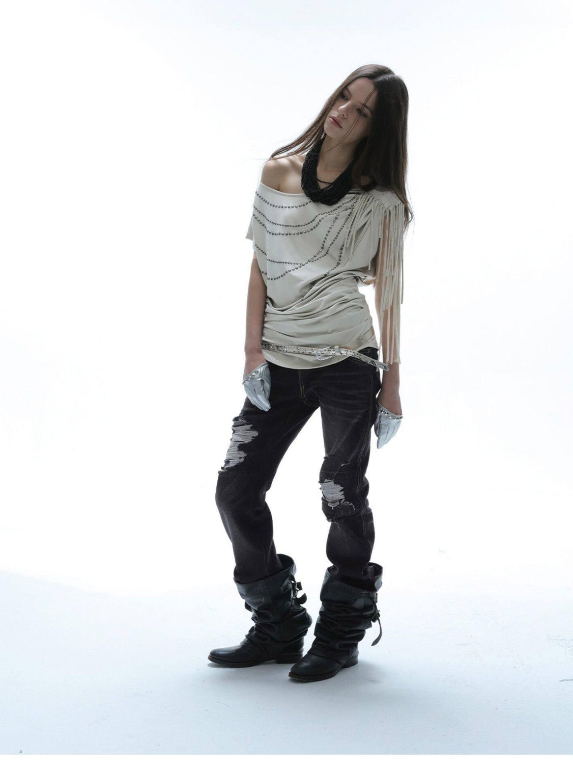 DoublePunch Dark Wash Whisker Distressed Ripped Low Rise Women&