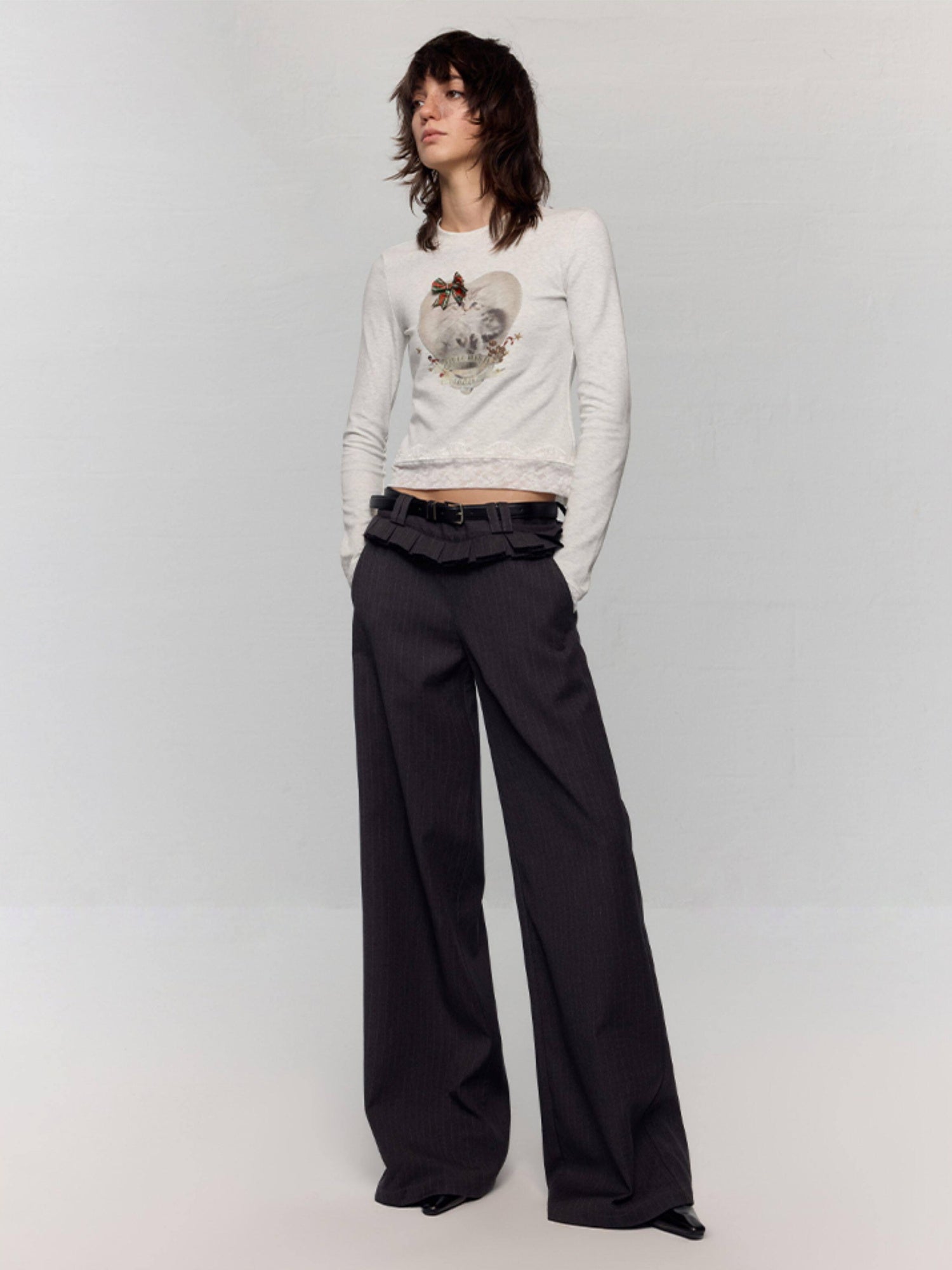RUN TO THE FUTURE Original Low Waist Zip Fly Pocket Gray Womens Viscose Stretch Straight Pants