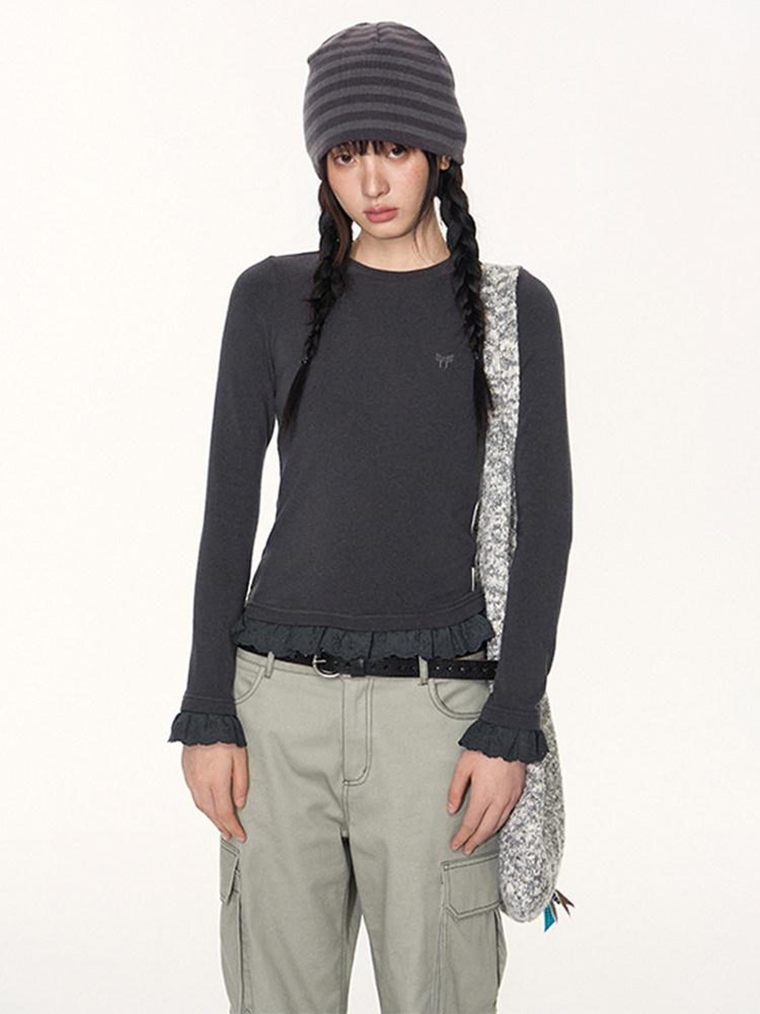 NAPSNAPS Khaki Vintage Cargo Embroidered Low Waist Women&