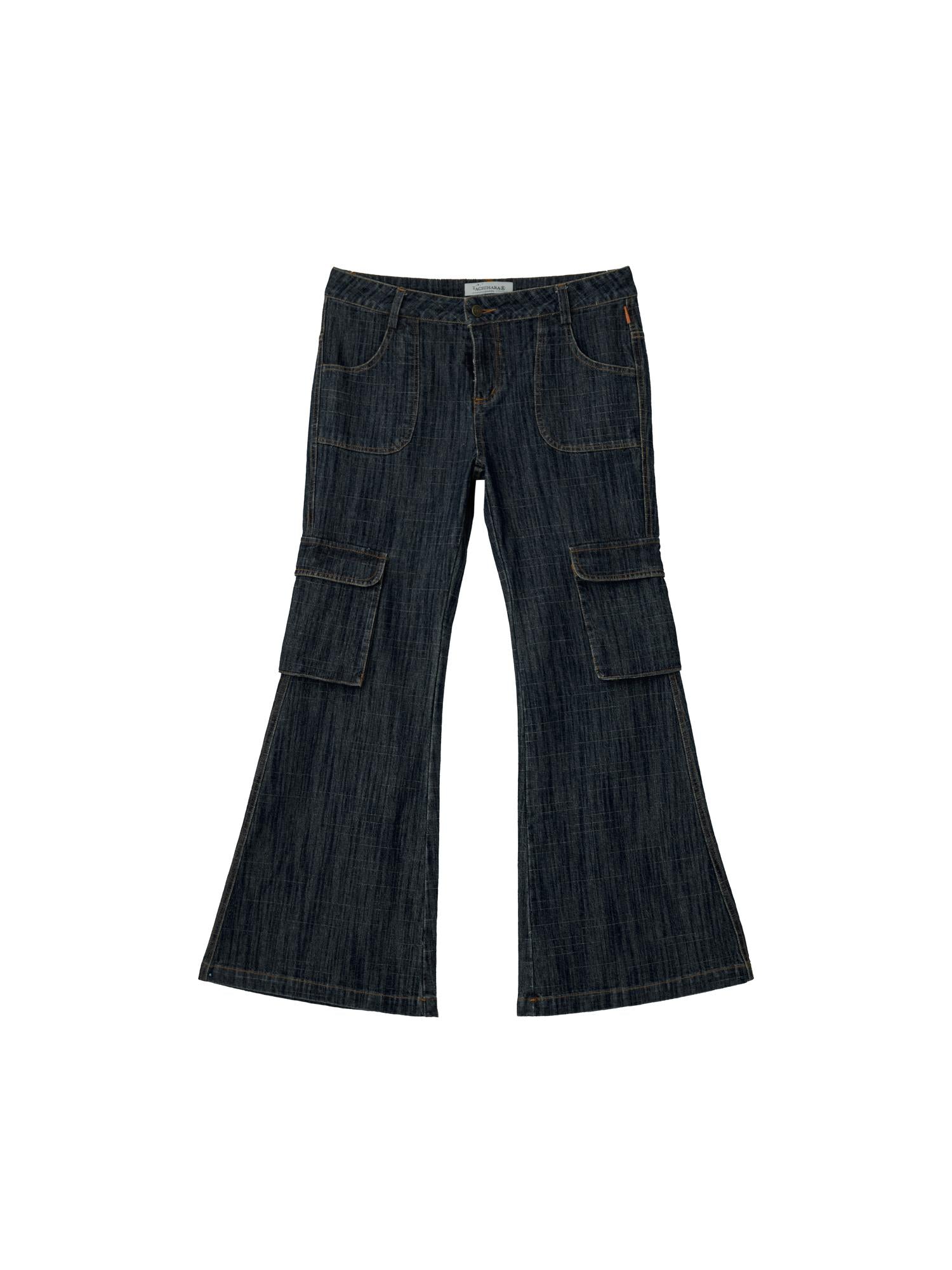 Achihara Vintage Stamp Washed Denim Flare Jeans