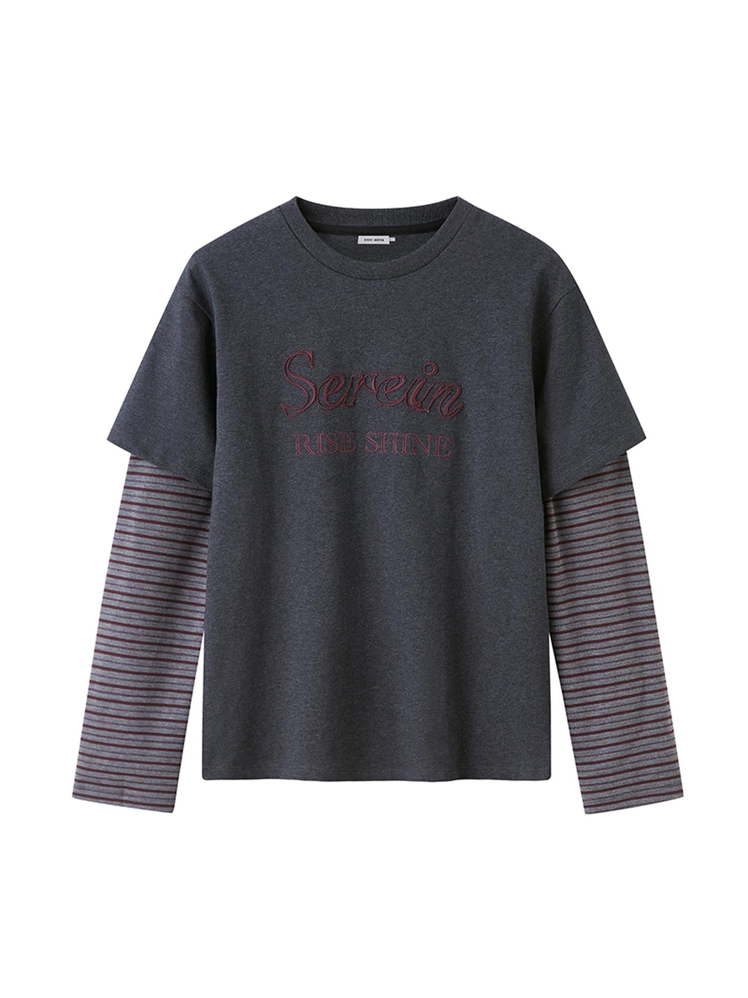 DIDDI MODA Rise Shine Layered Embroidered Cotton Tee