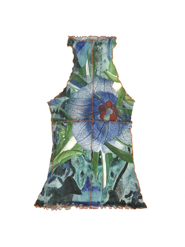 Vintage Y2K Mesh Sleeveless Print Vest Top