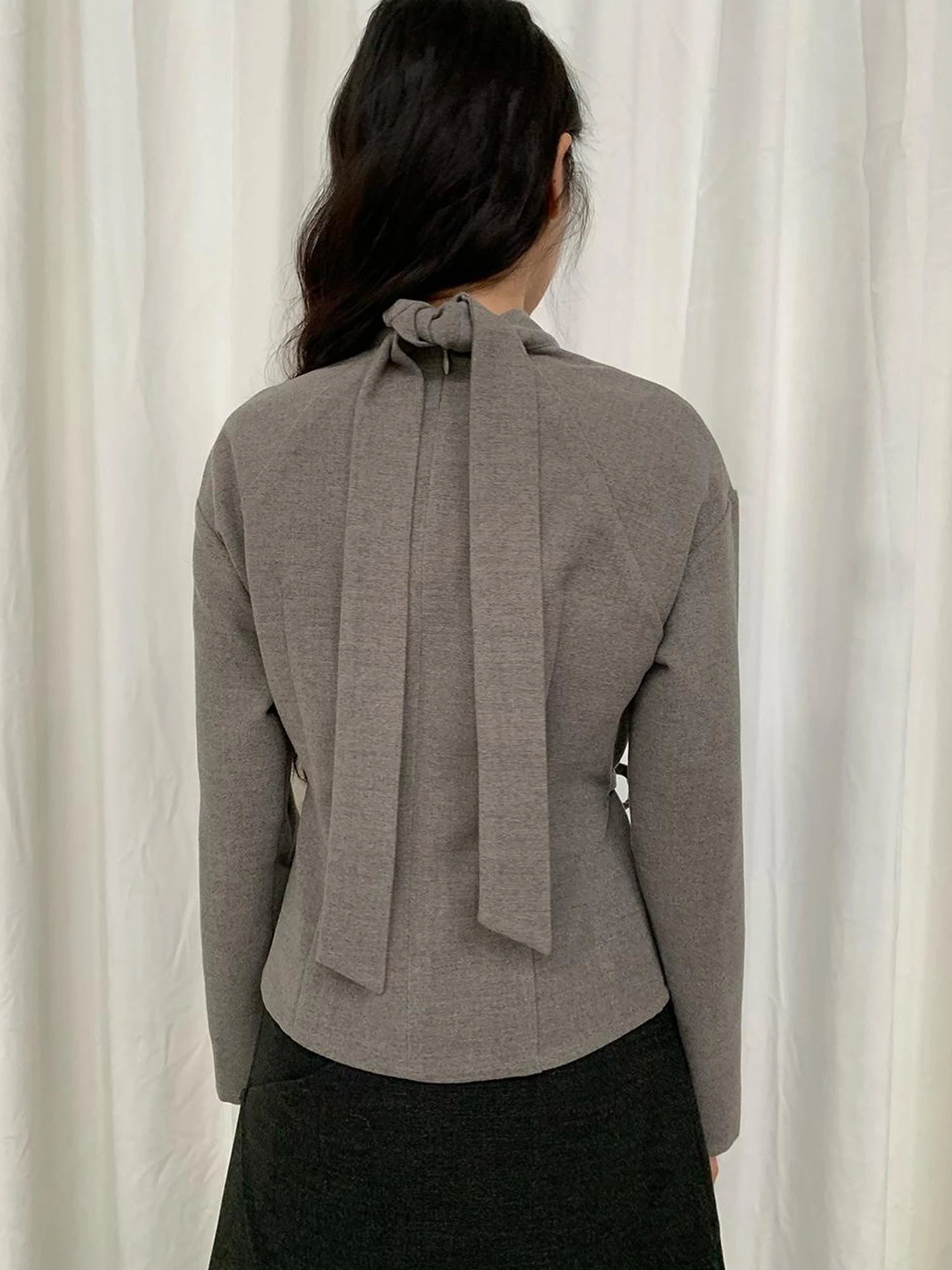 Dory Dory Bow Tie Mandarin Collar Blouse