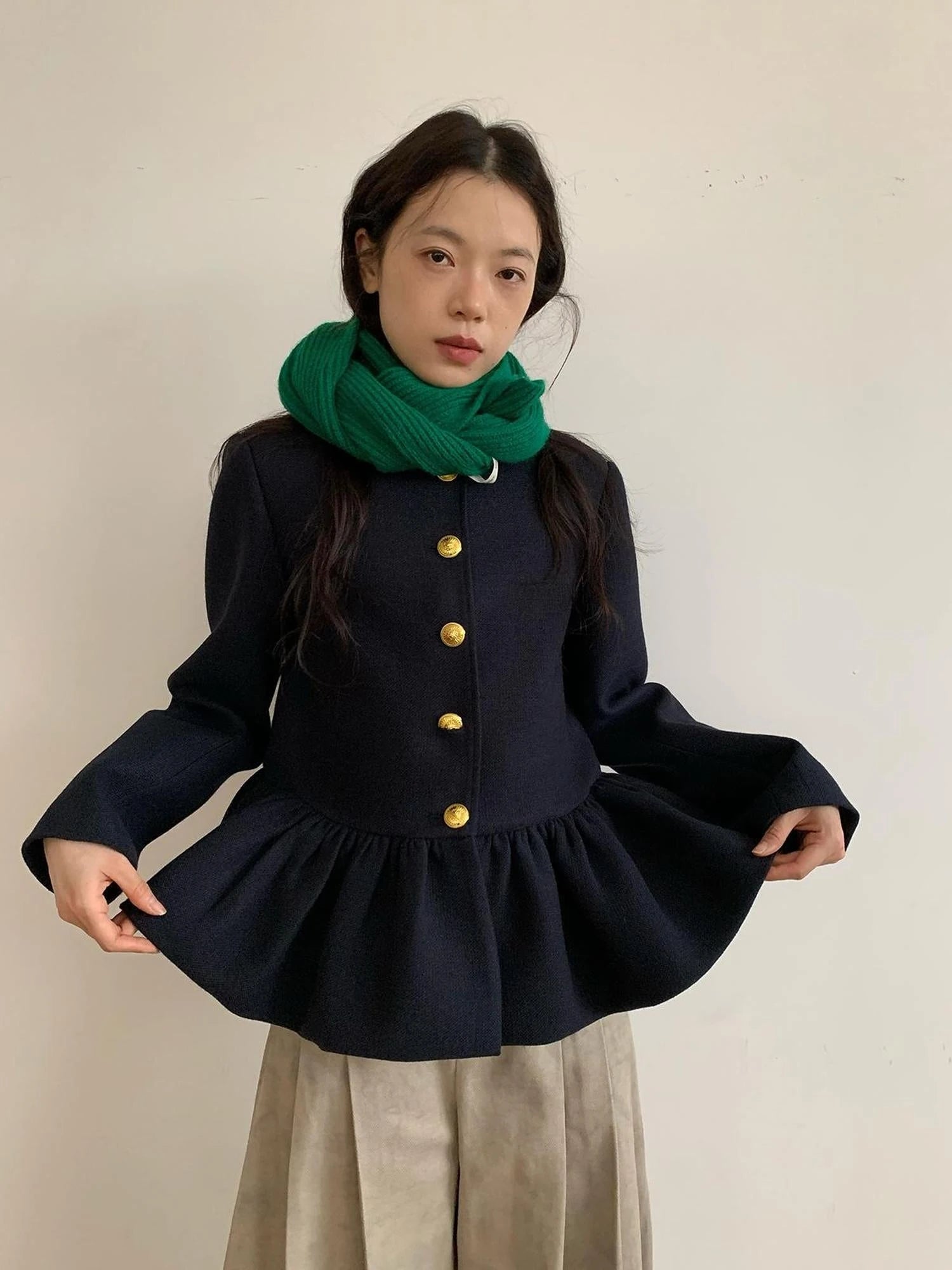 Floral Bud Collar Short Jacket