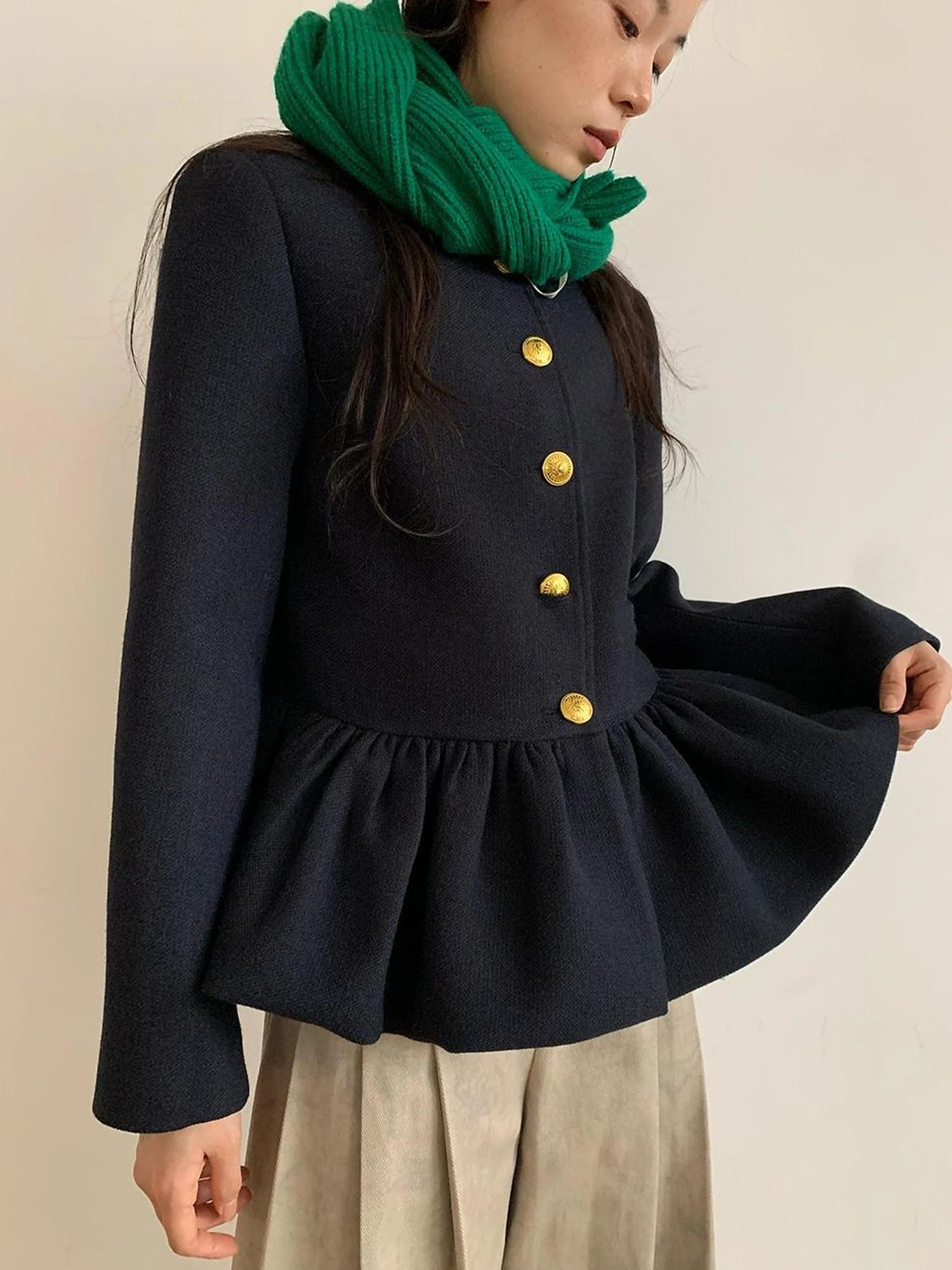 Floral Bud Collar Short Jacket