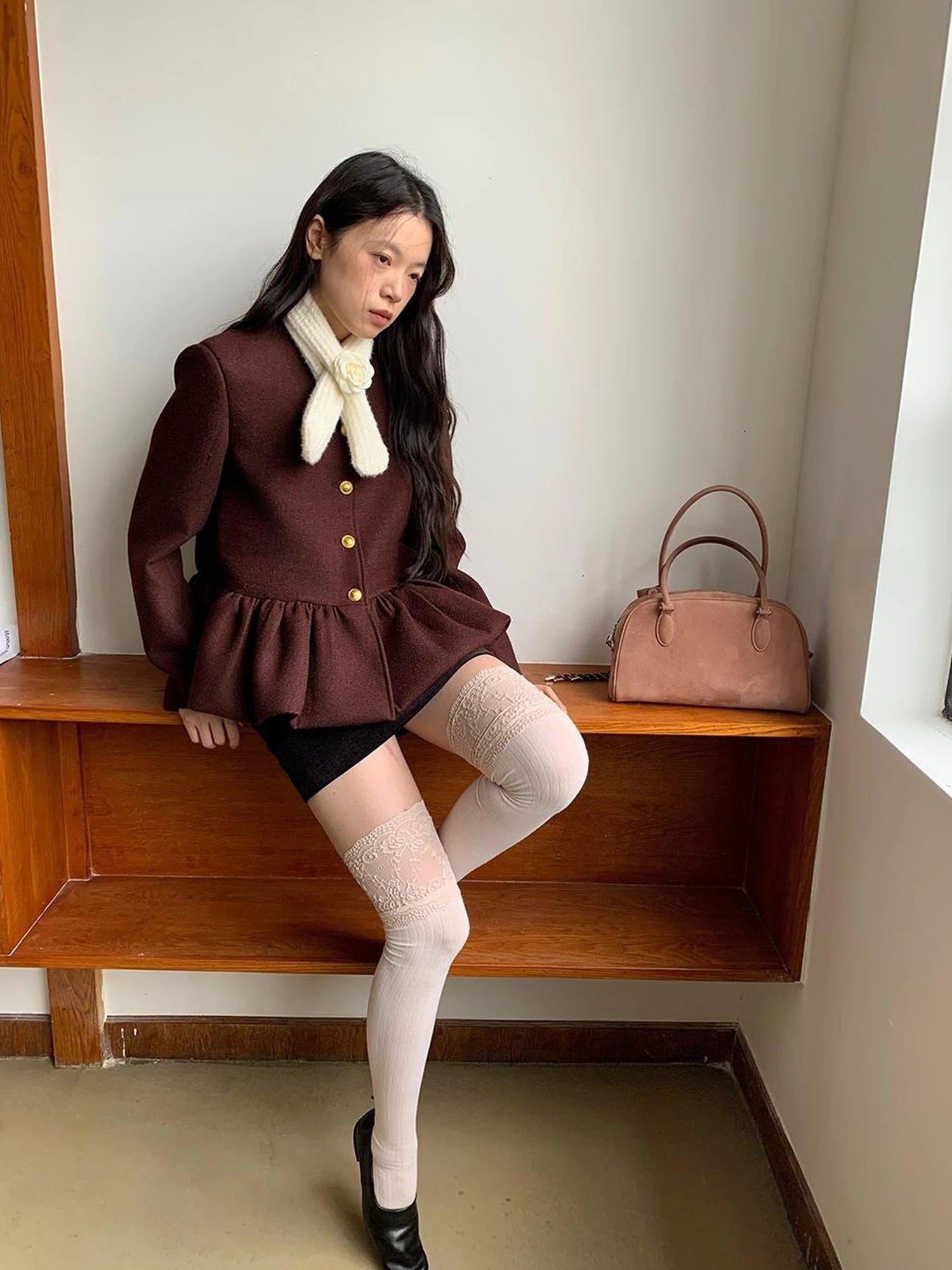 Floral Bud Collar Short Jacket