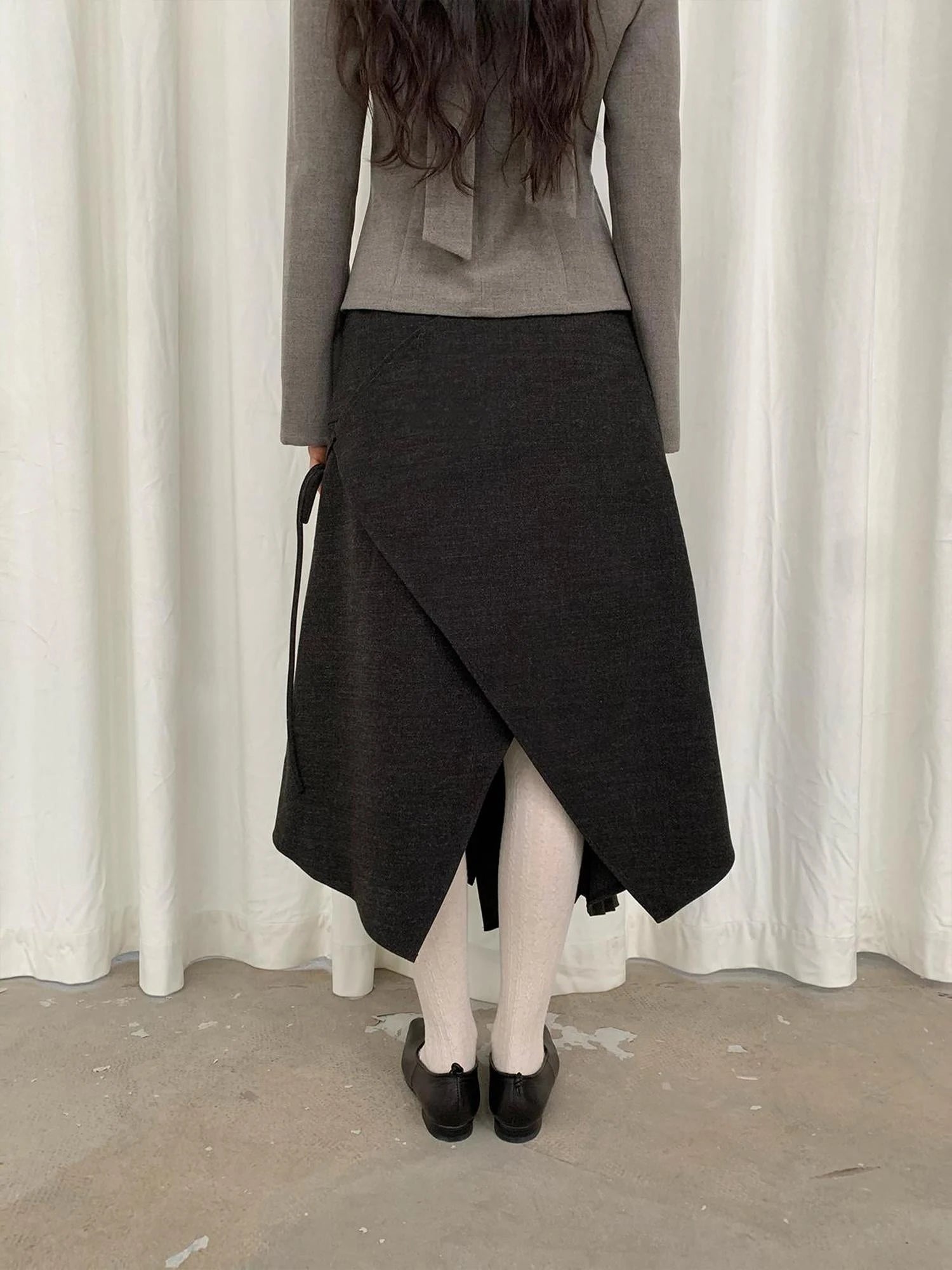 Textured Pleated Midi Skirt In Brushed Twill