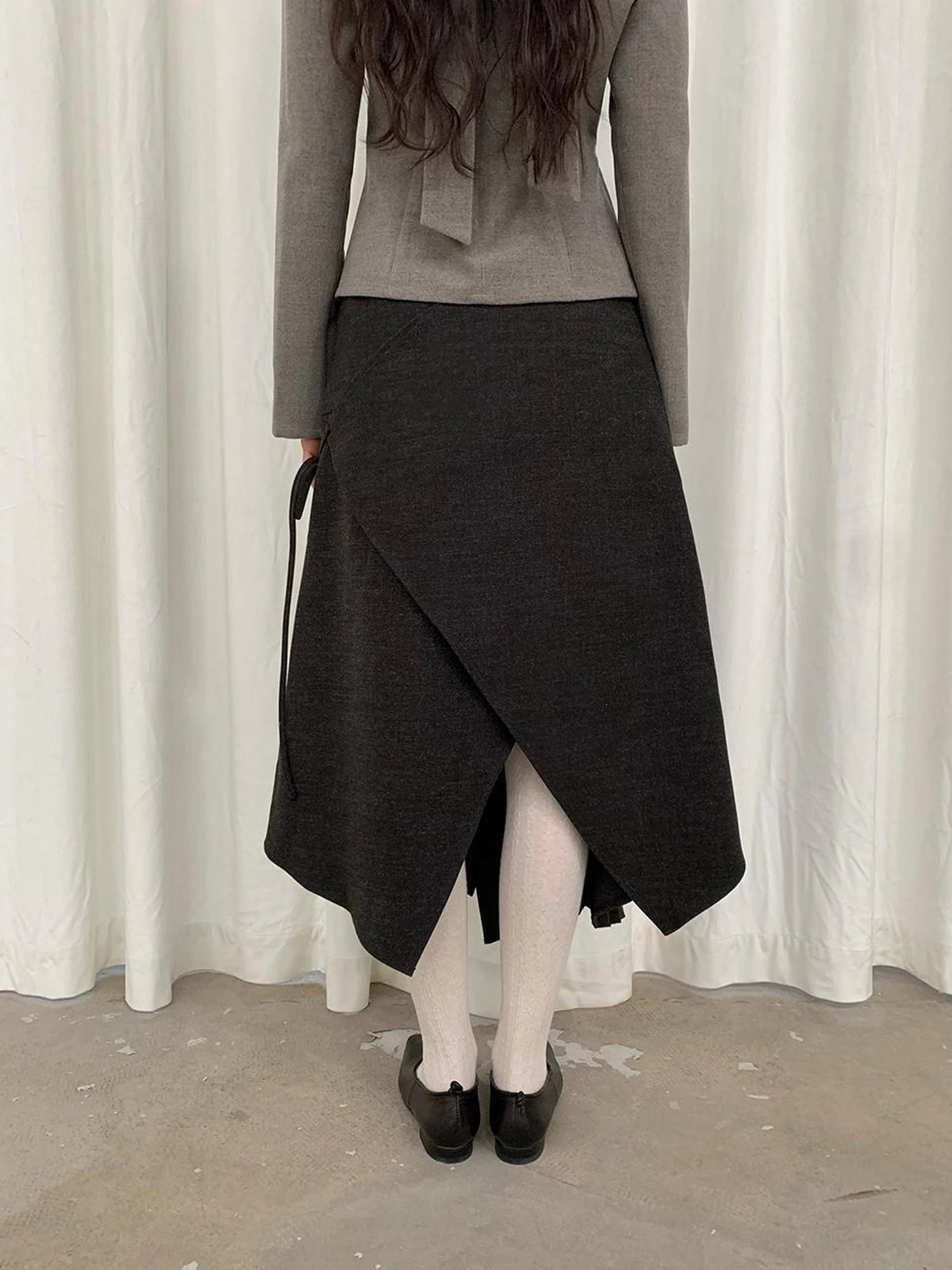 Textured Pleated Midi Skirt In Brushed Twill