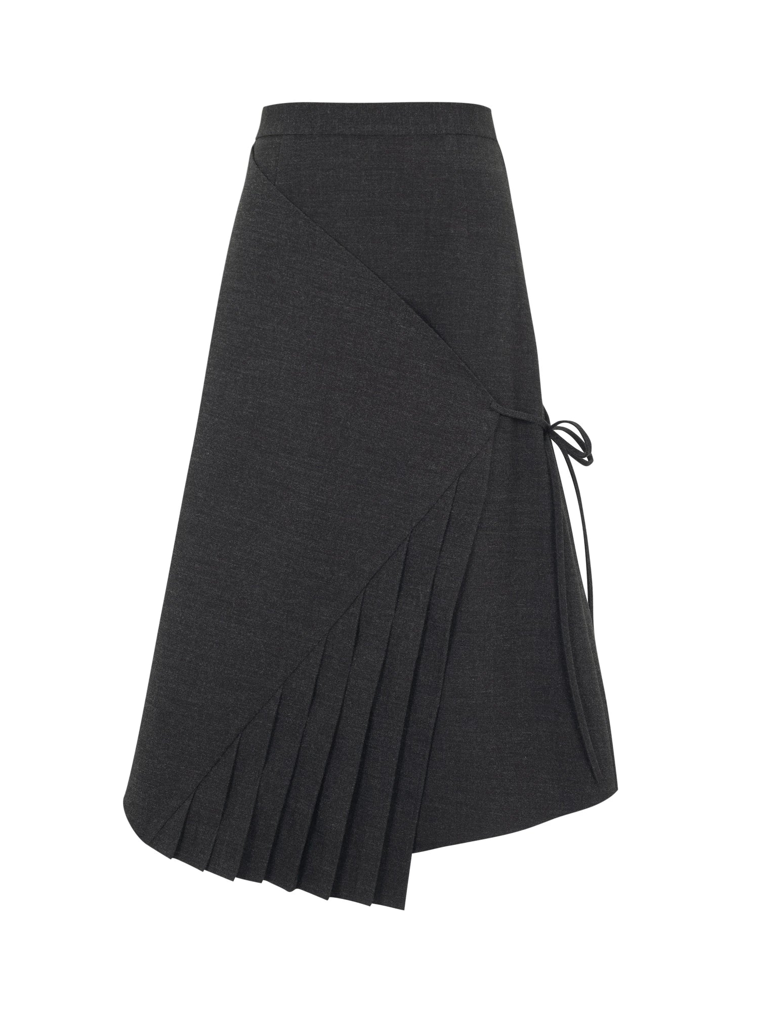 Textured Pleated Midi Skirt In Brushed Twill