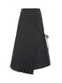 Textured Pleated Midi Skirt In Brushed Twill
