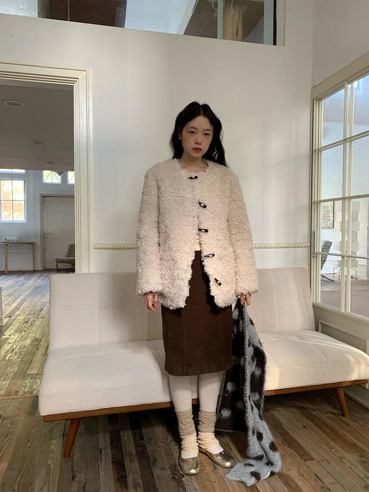 V-neck T-shirt Long Sleeve Button Coat