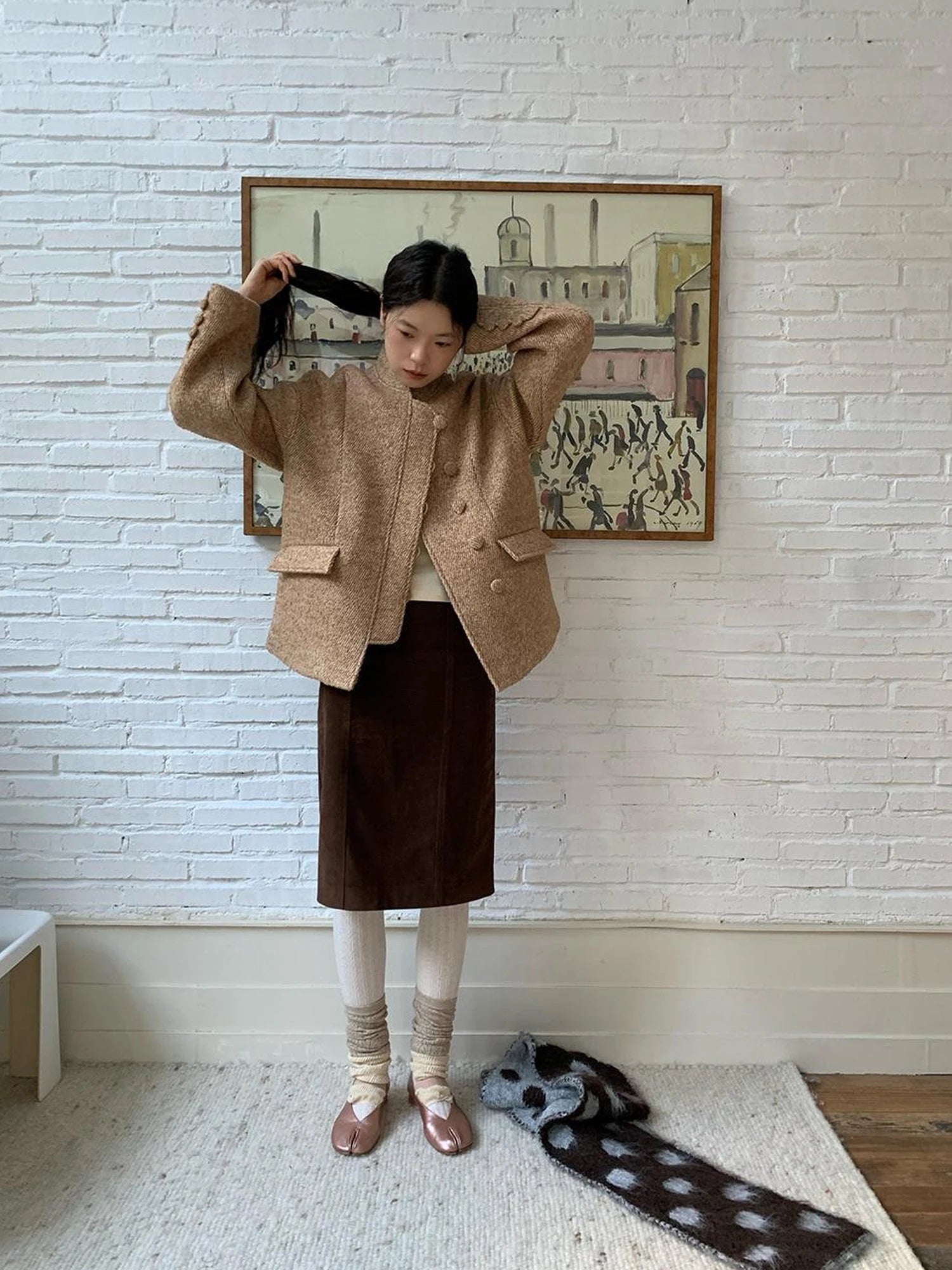 Wool Blend Textured Twist Coat