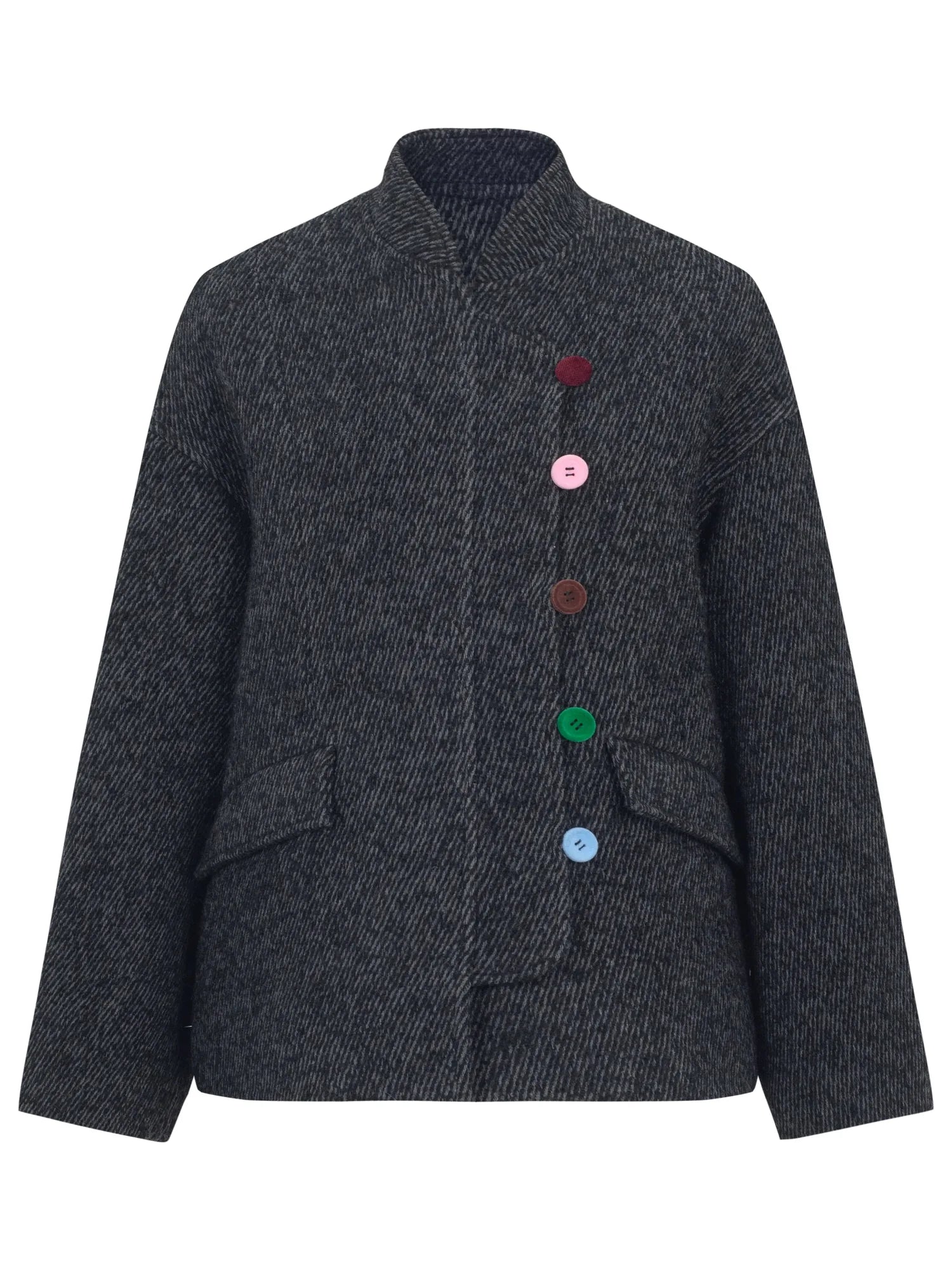 Wool Blend Textured Twist Coat
