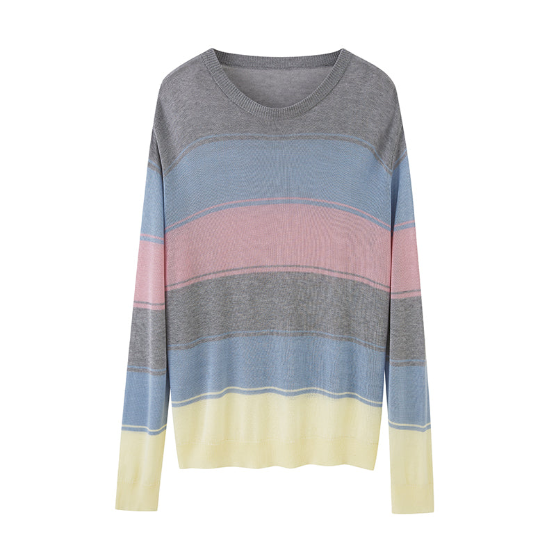 DIDDI MODA Colorblock Striped Knit Top