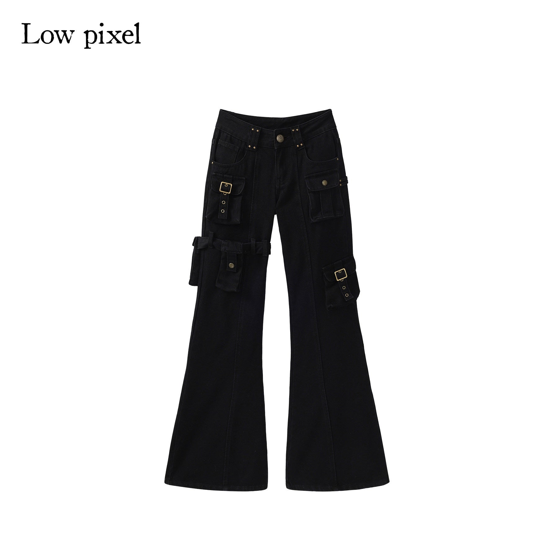 Low_pixel_Dark_Gothic_Flared_Mid_Rise_Pocketed_Cotton_Zip_Fly_Women_Black_Cargo_Pants_MISSTT