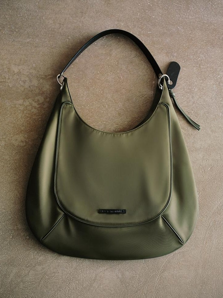 RUN TO THE FUTURE Large Egg Shape Nylon Topstitch Original Design Casual Unisex Shoulder Bags