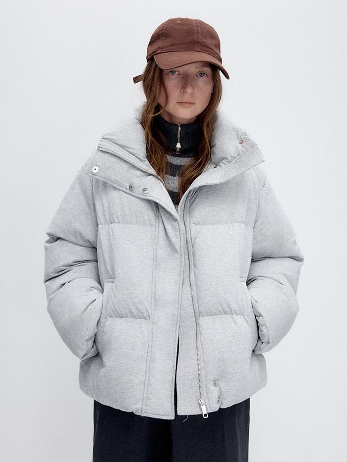 RUN TO THE FUTURE Warm 90 Percent White Duck Down Retro Straight Fit Cotton Gray Down Jackets
