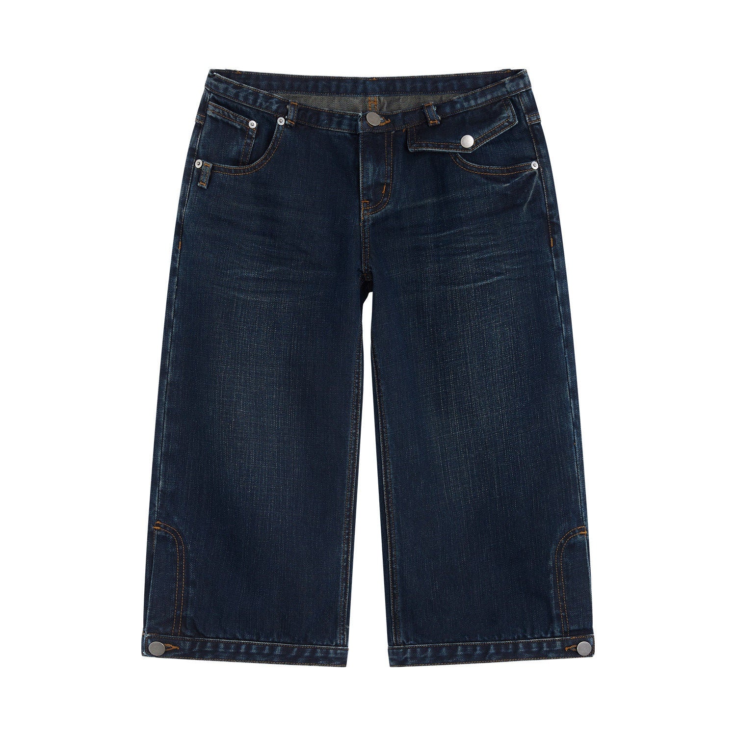 RUN_TO_THE_FUTURE_Durable_Vintage_Deep_Blue_Casual_Low_Rise_Straight_Fit_Zipper_Denim_Shorts_MISSTT