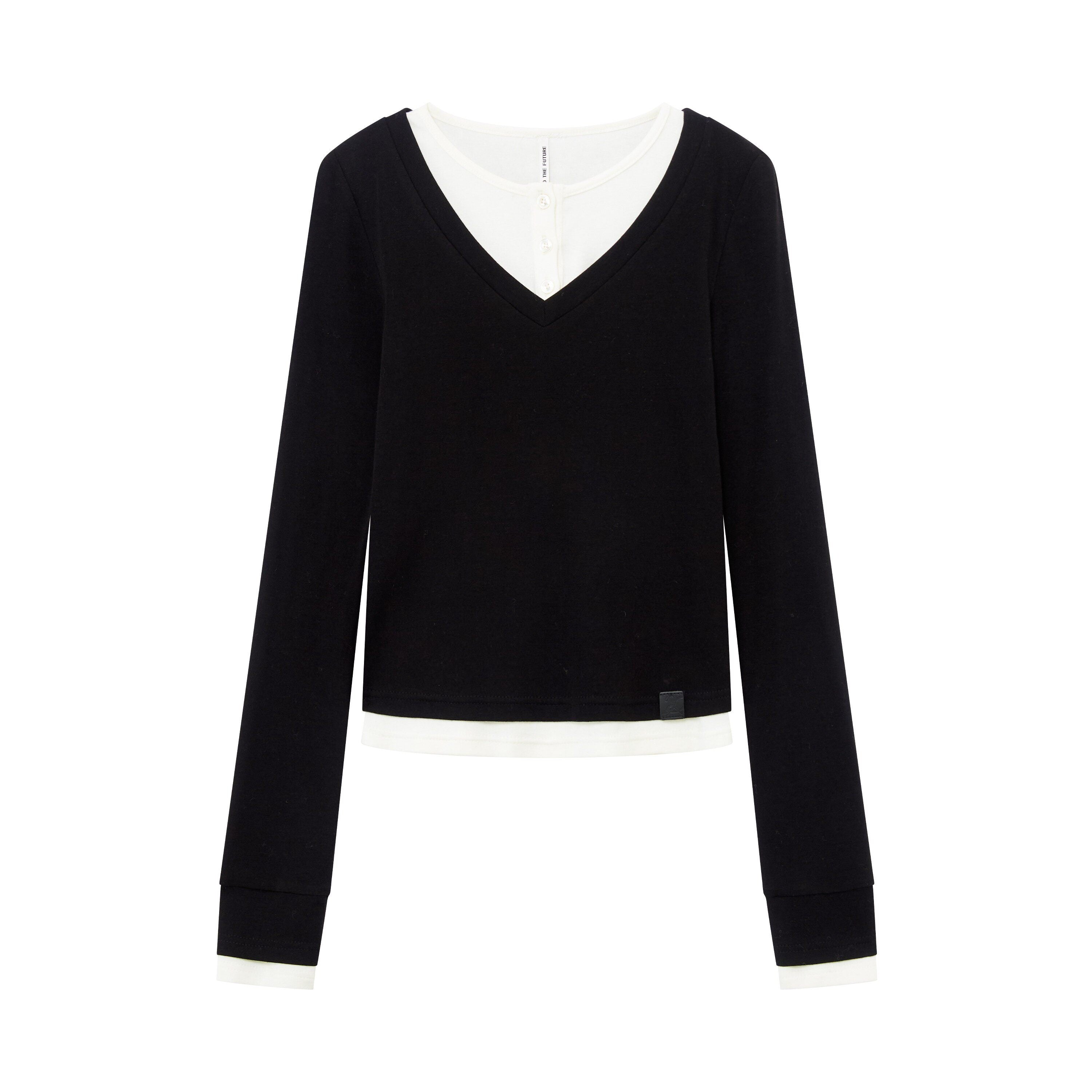 RUN TO THE FUTURE Viscose Blend Slim Fit Layered Casual Women Round Neck Long Sleeve T-Shirts