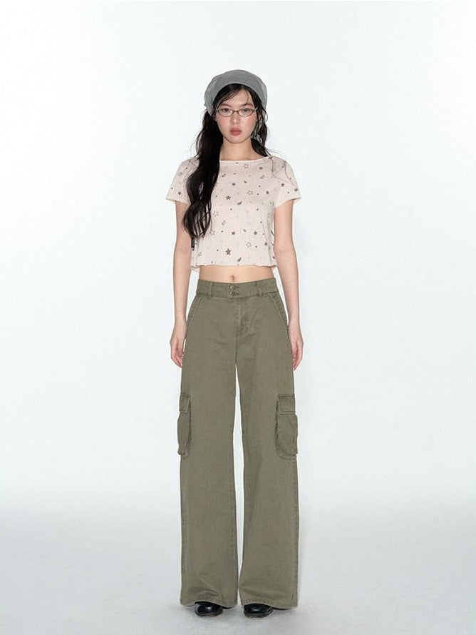 NAPSNAPS Star Print Asymmetric Slanted Shoulder Women&