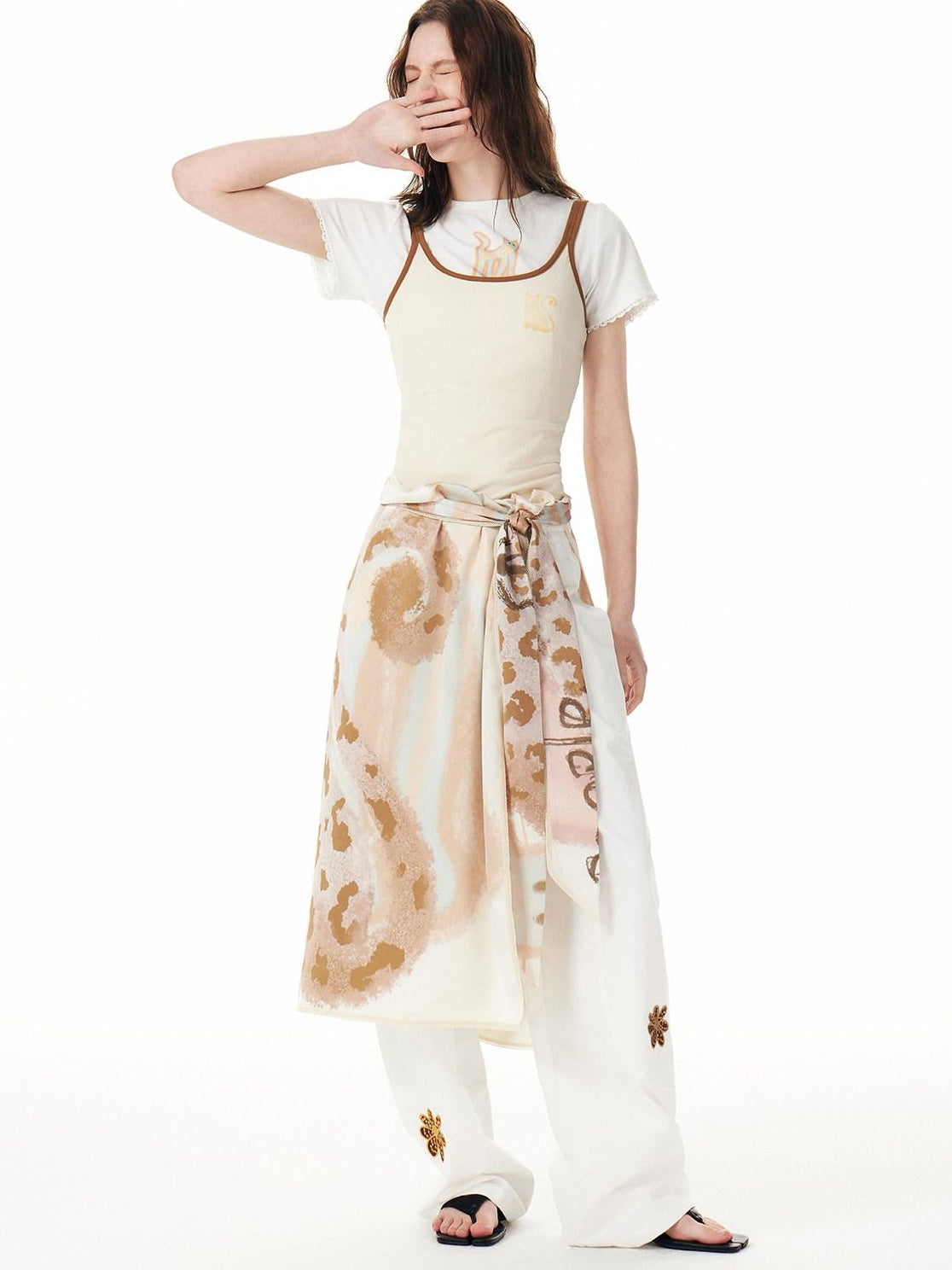 OuttheBlue Lightweight Polyester Shawl Style Unisex Floral Cat Animal Print Decorative Belts
