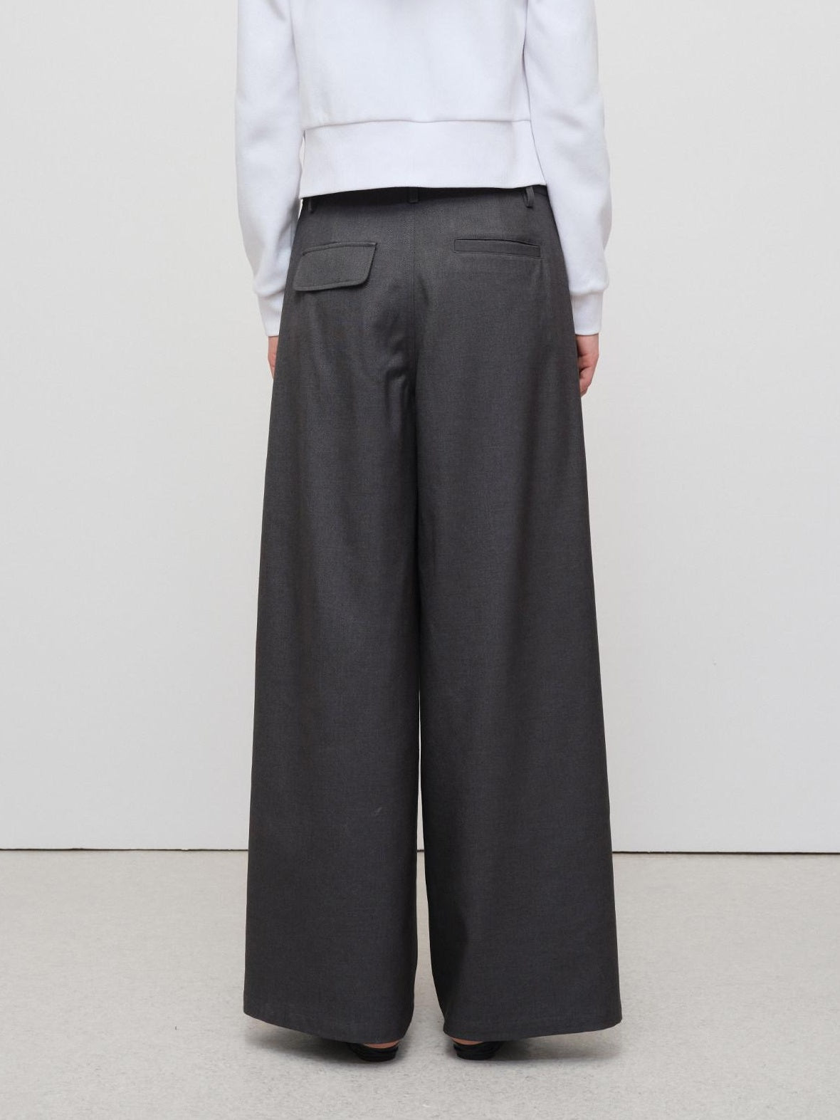 RUN TO THE FUTURE Soft Stretch Midrise Gray Casual Womens Zip Fly Polyester Lyocell Wide-Leg Pants