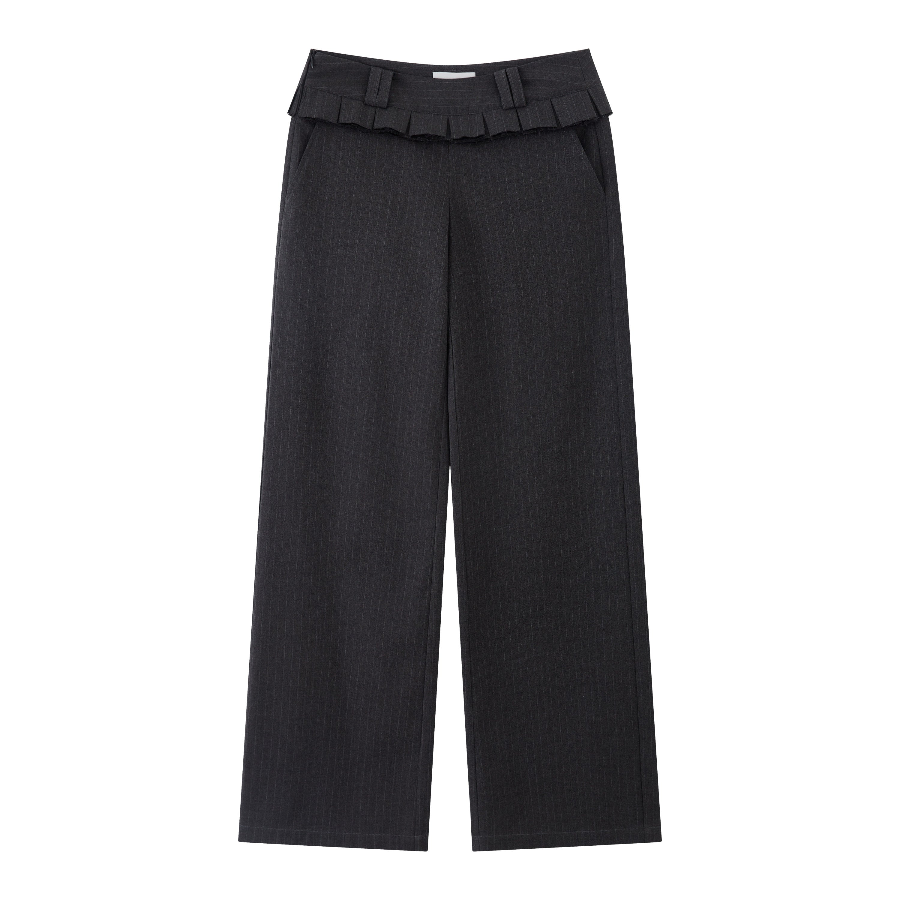 RUN_TO_THE_FUTURE_Original_Low_Waist_Zip_Fly_Pocket_Gray_Womens_Viscose_Stretch_Straight_Pants_MISSTT