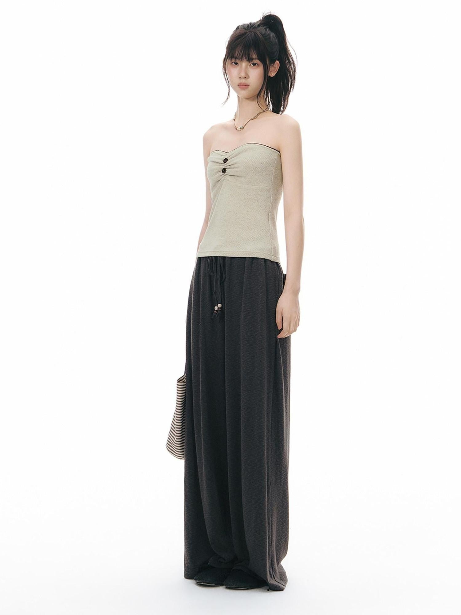 NAPSNAPS Gray Brown Relaxed Knit Drawstring Waist Women&