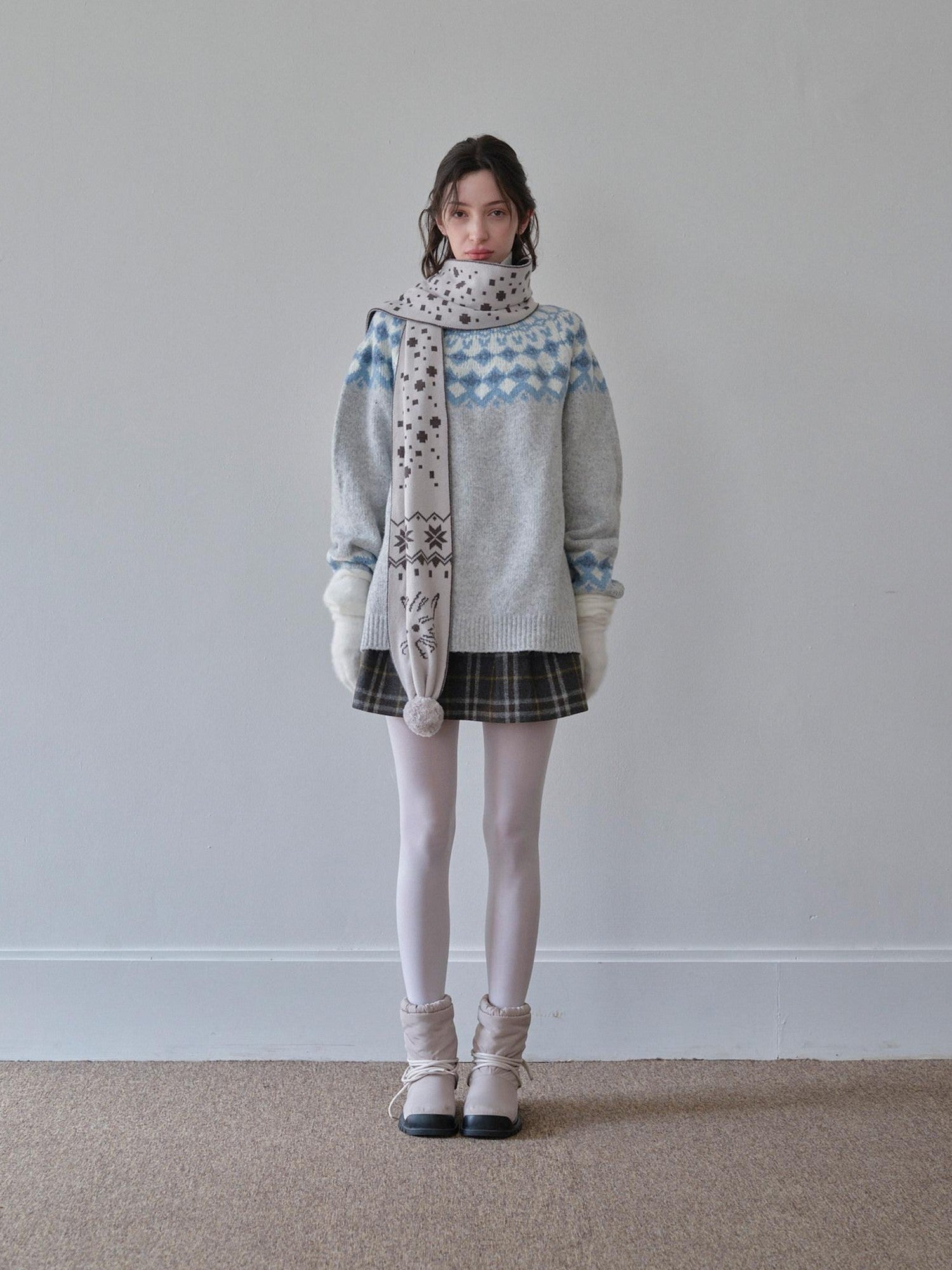 DKZ OFFICIAL Nordic Fair Isle Jacquard Oversized Women&