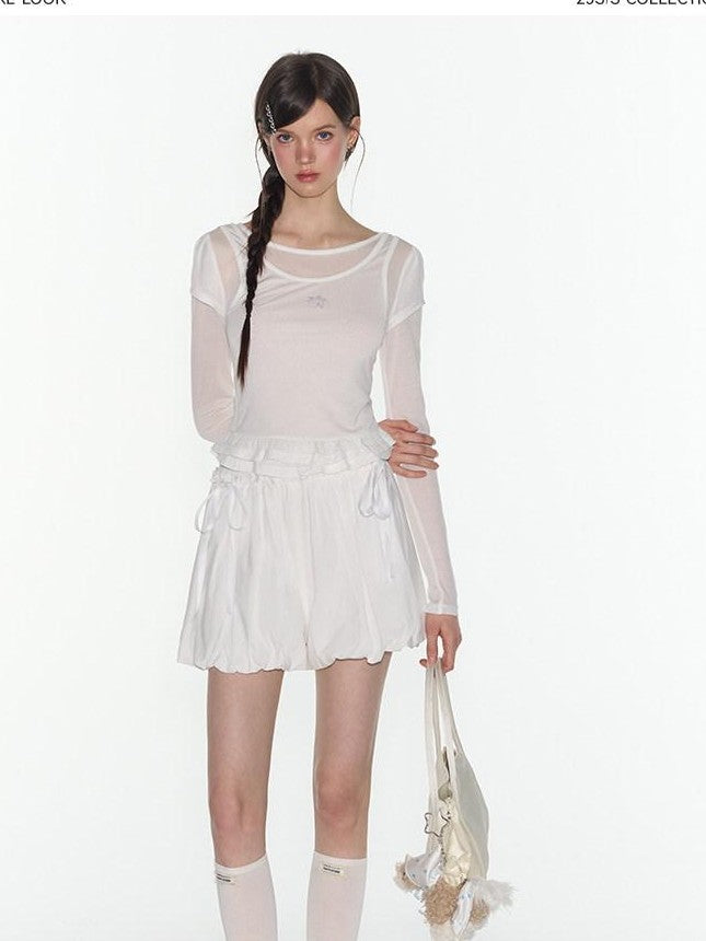 NAPSNAPS Ruffled Sheer Cutout Slim Women&