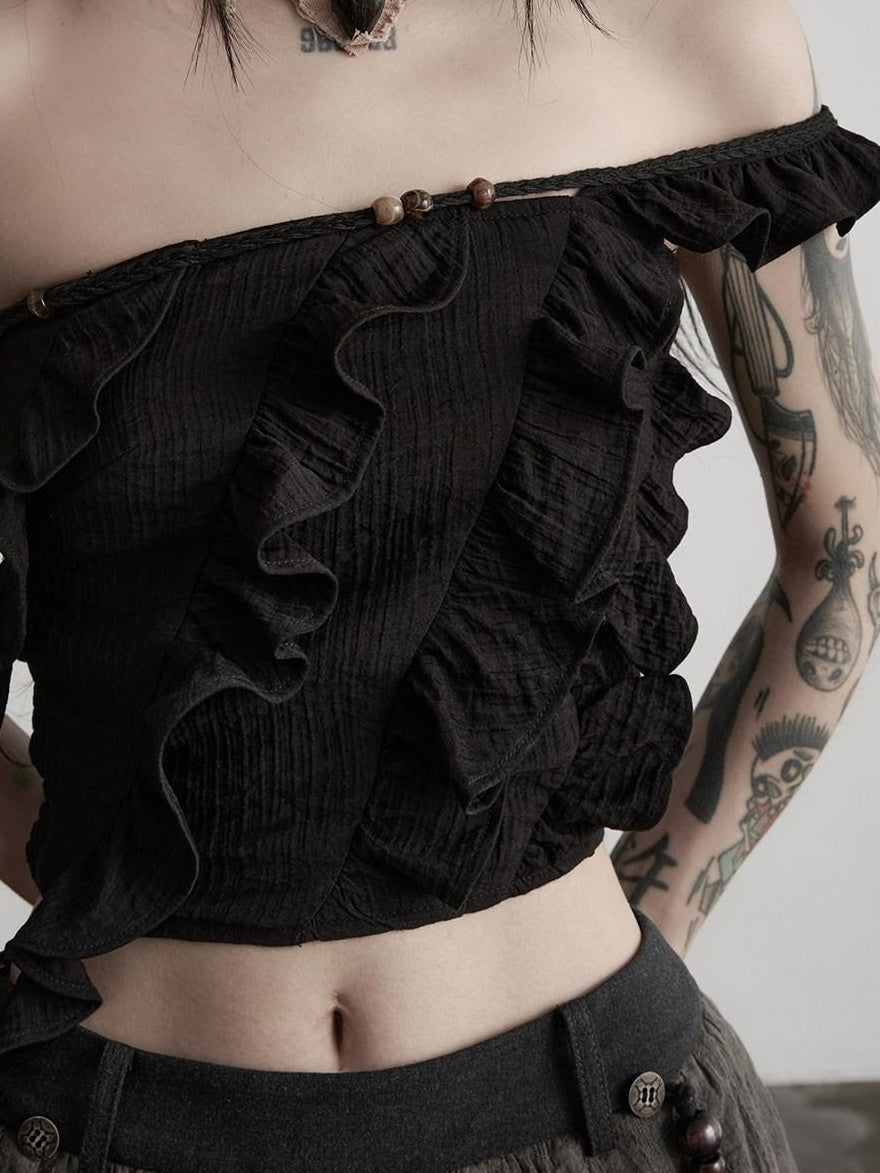 INDULGE Spliced Patchwork Original Slim Fit Solid Black Women Bandeau Tops