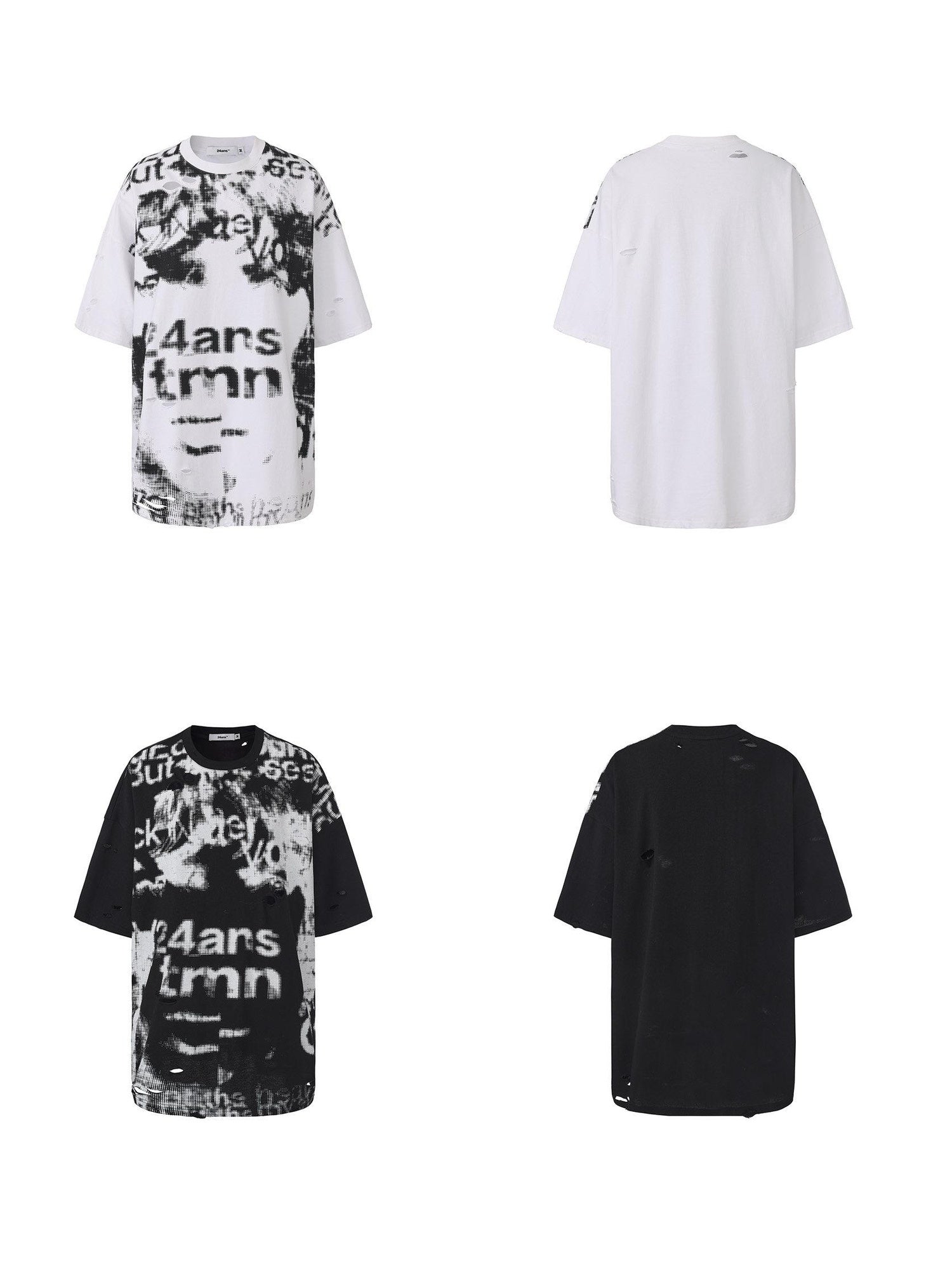 24ans 100 Percent Cotton Non Fade Loose Crew Neck Unisex Printed Short Sleeve T-Shirts