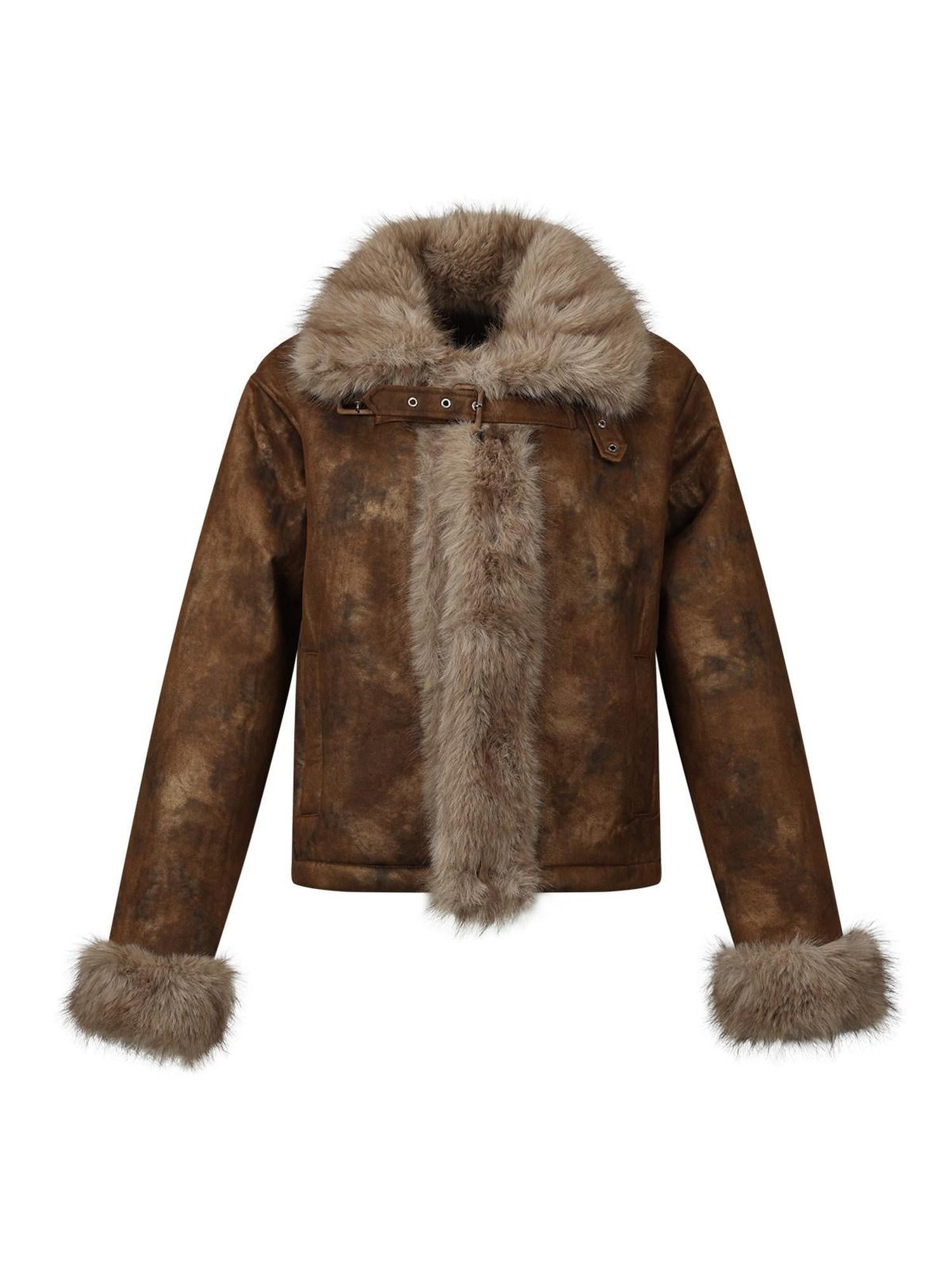 7Shiftin Versatile Warm Slim Fit Lapel Collar Button Front Women Brown Cropped Jackets