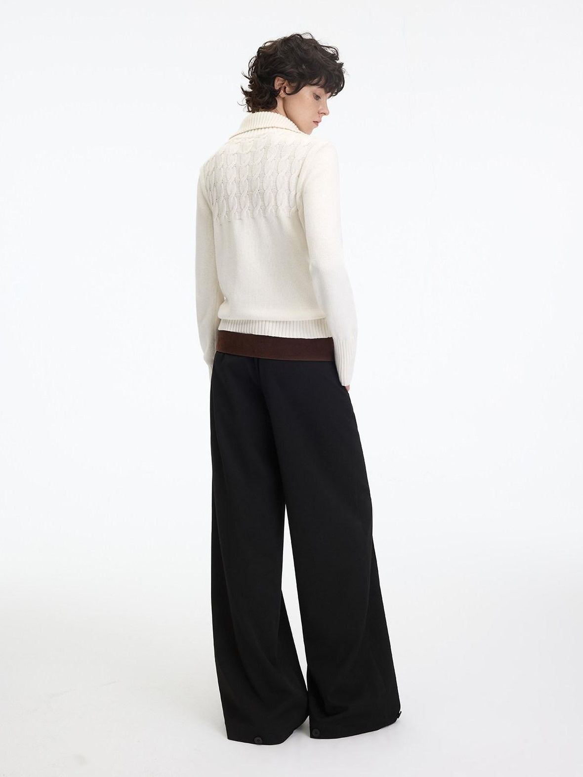 RUN TO THE FUTURE Minimalist Low Rise Wide Leg Long Vintage Black Straight Fit Straight Pants