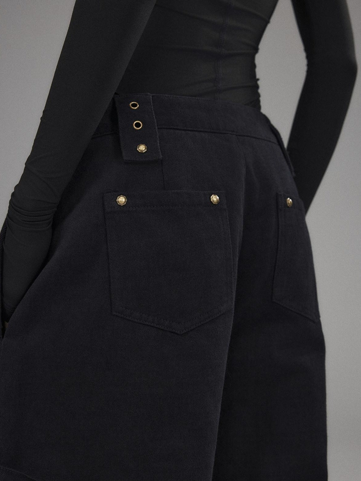 Low pixel Washed Low Rise Wide Leg Utility Loose Fit Womens Black Cargo Pants
