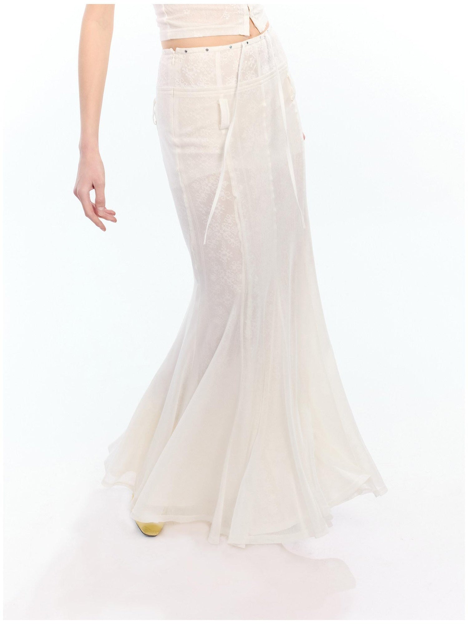 2th Desire High Waist Lyocell Cotton Patchwork Fishtail Tie Waist Women Maxi Skirts