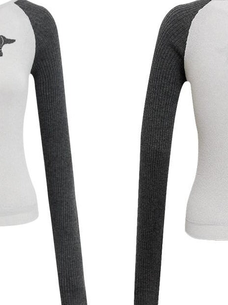 RUN TO THE FUTURE Breathable Thin Knit Slim Casual Raglan Women Outdoor Animal Crew Neck Crop Tops