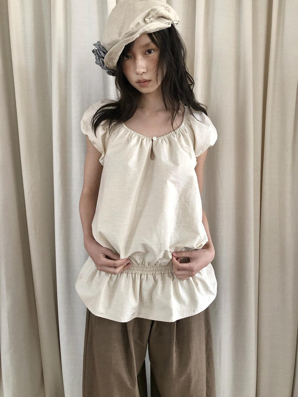 Dorydory Ivory Vintage Puff Sleeve Women&