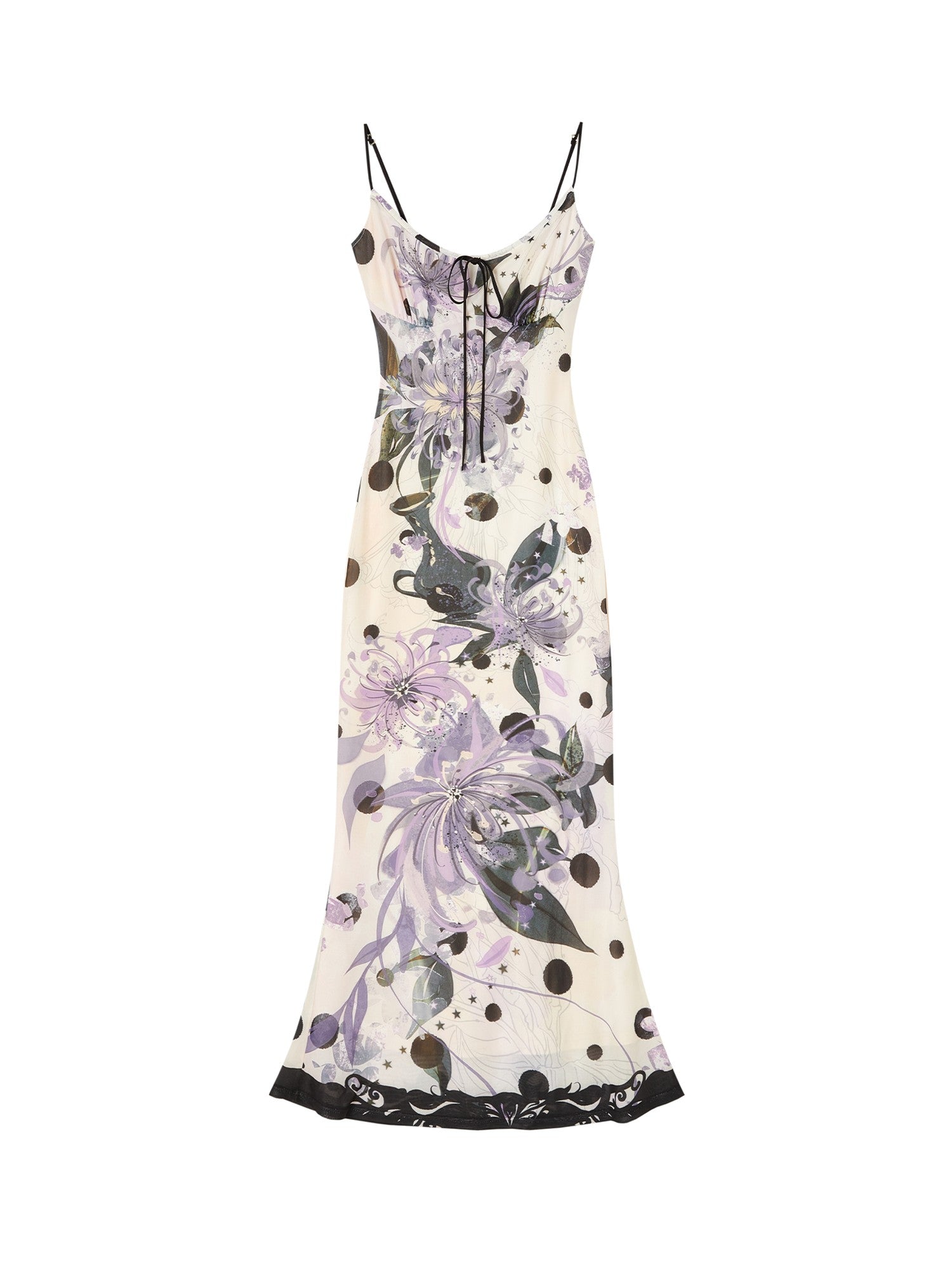 OfAkiva Fishtail Printed Cinched Waist Spaghetti Strap Women&