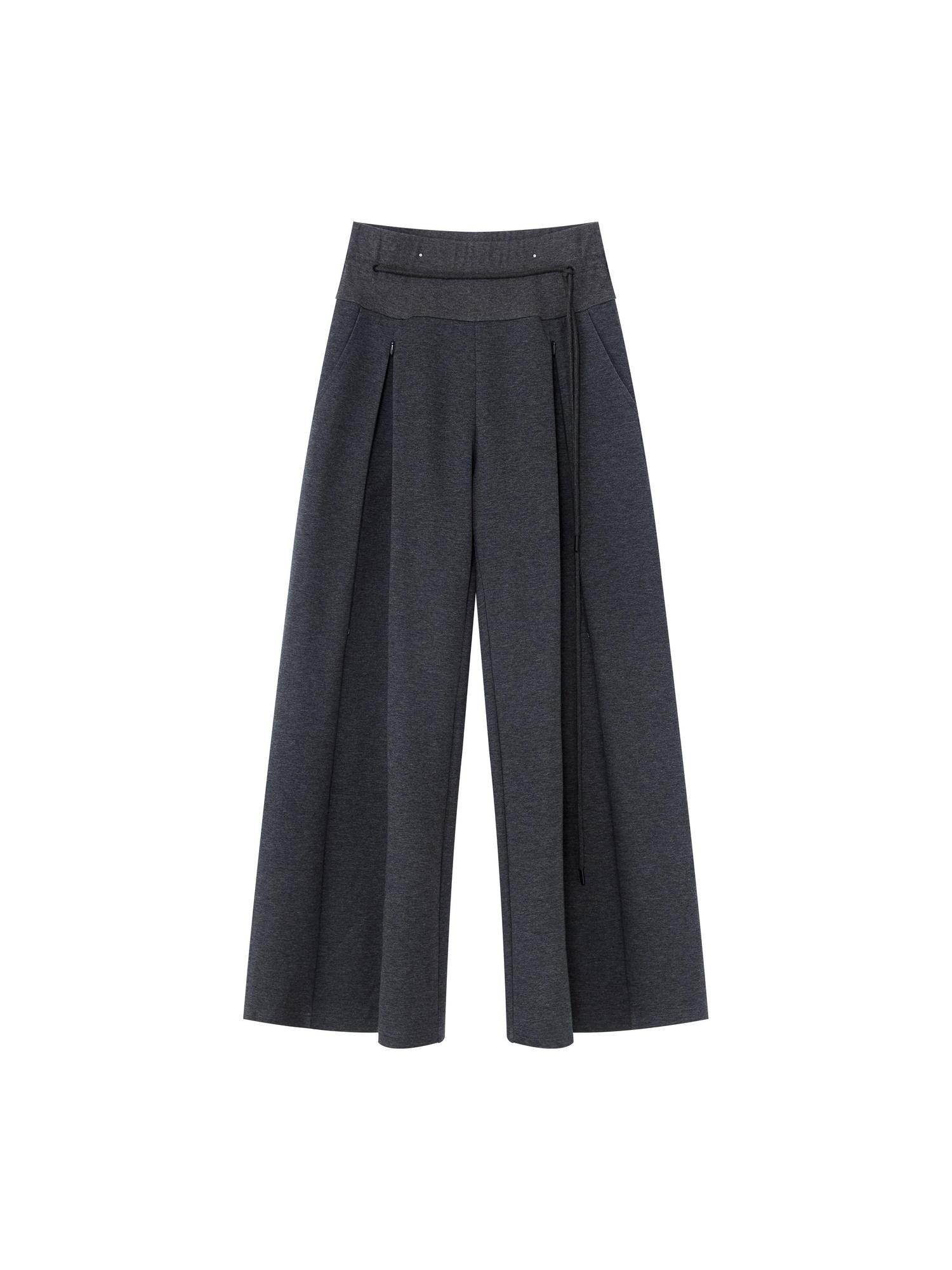 RUN TO THE FUTURE Antibacterial Mid Stretch Zip Casual Mid Rise Heather Gray Wide-Leg Pants