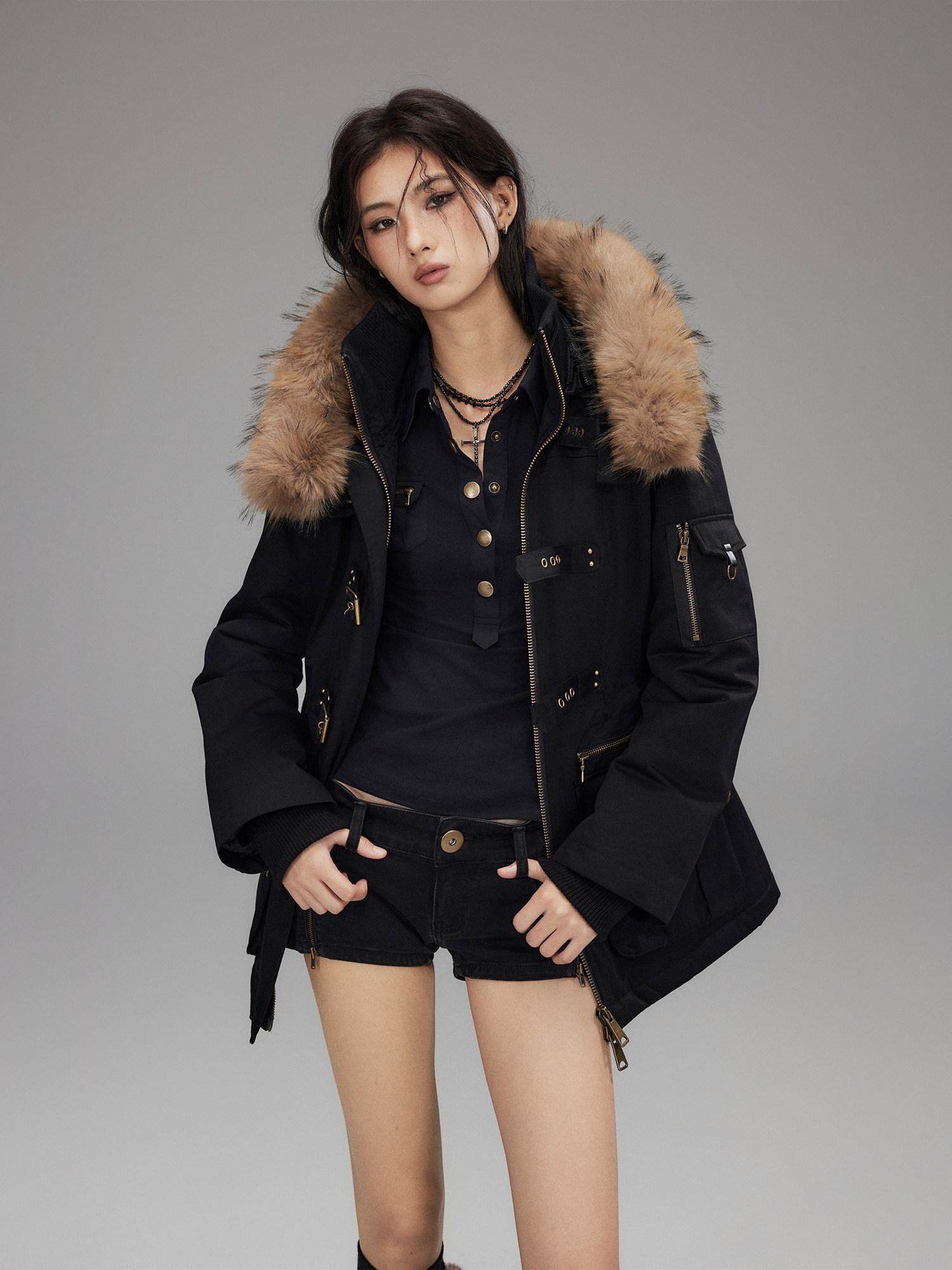 Low pixel Slim Fit Utility Knit Pullover Women Black Turndown Collar Long Sleeve T-Shirts