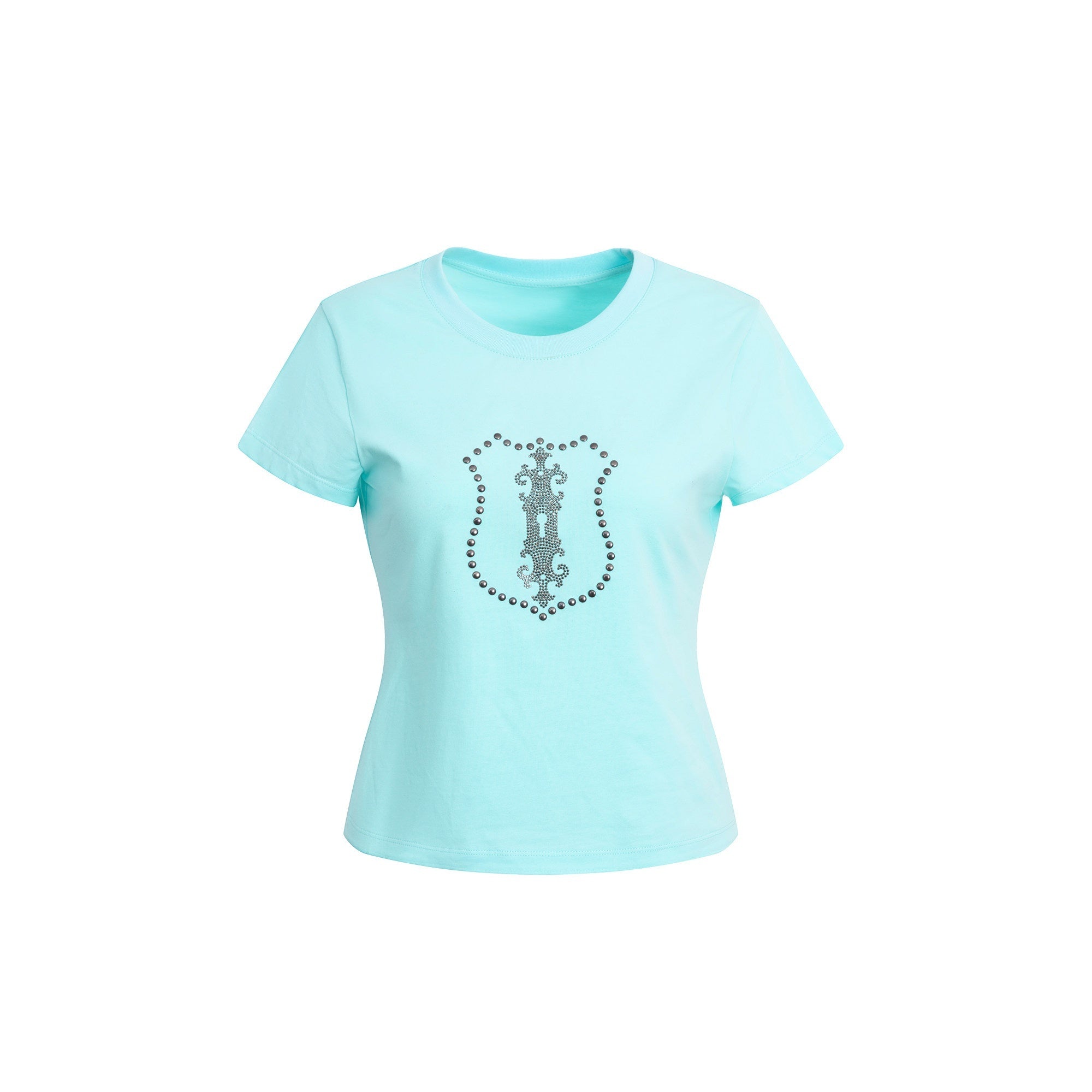 DoublePunch Cropped Hotfix Rhinestone Slim Fit Vintage Women&