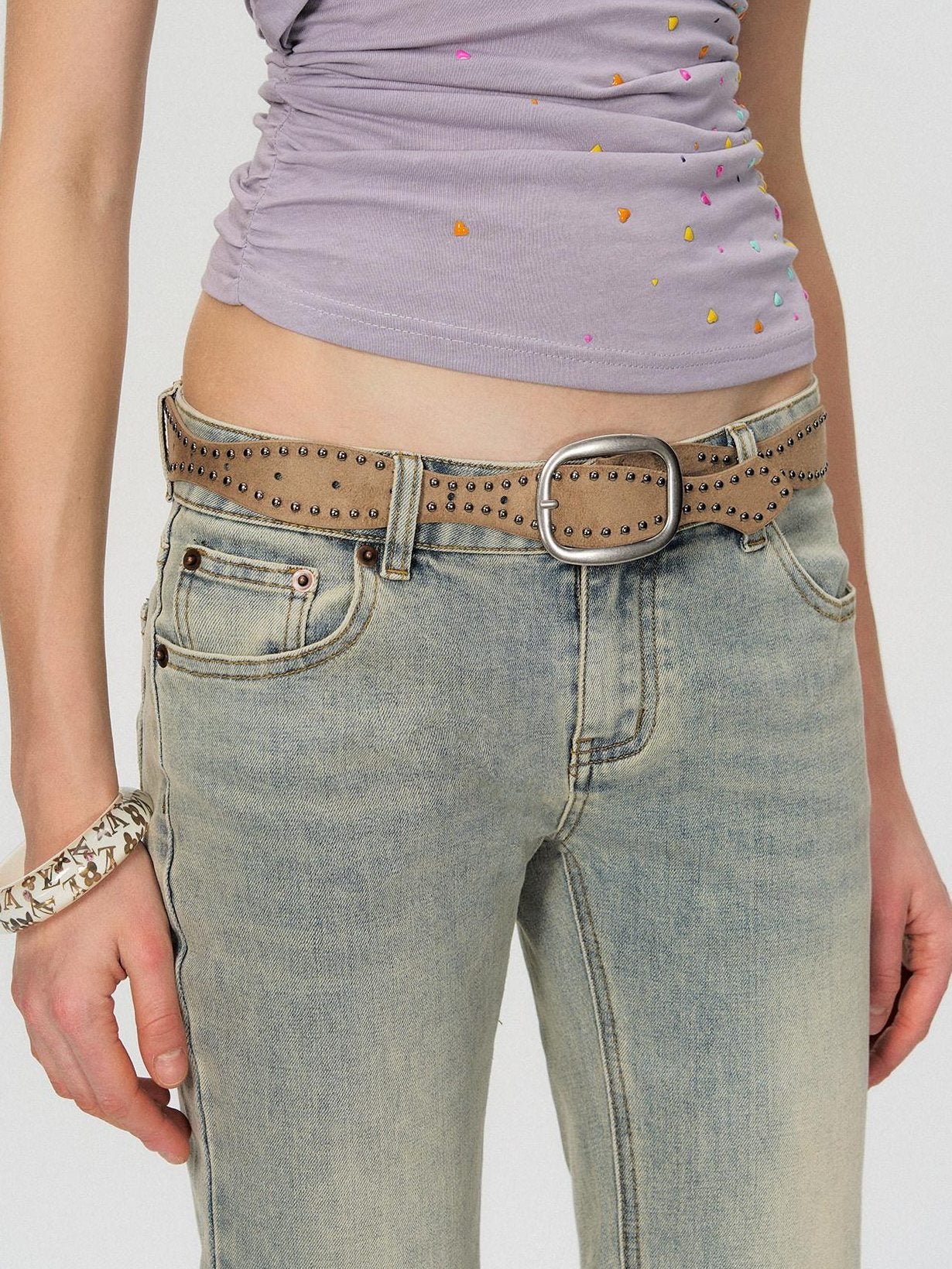 The NeverMore Washed Micro Flare Low Rise Micro Stretch Cotton Blue Green Straight Leg Jeans