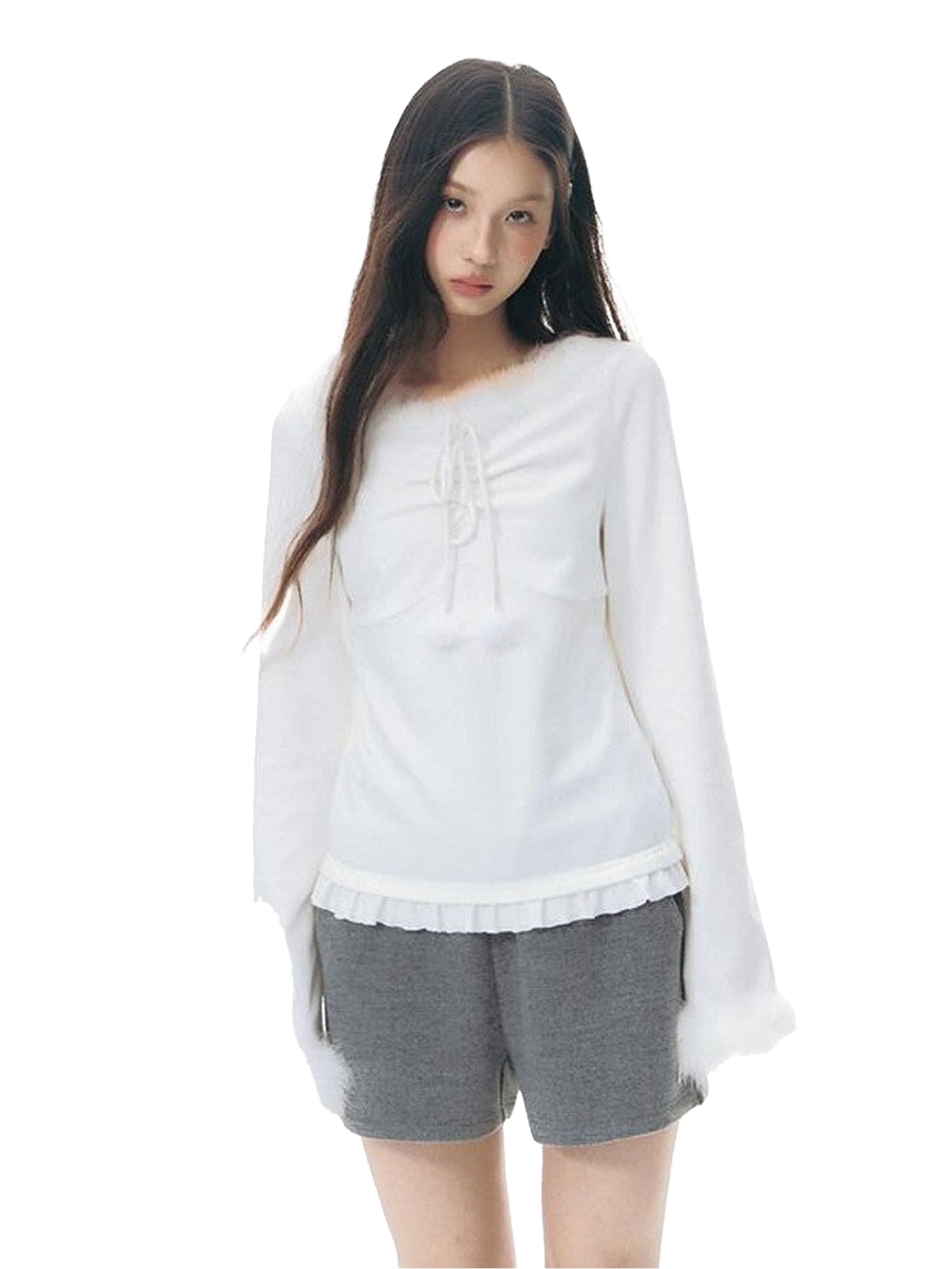 NAPSNAPS Deep Gray White Fuzzy Splice Women&