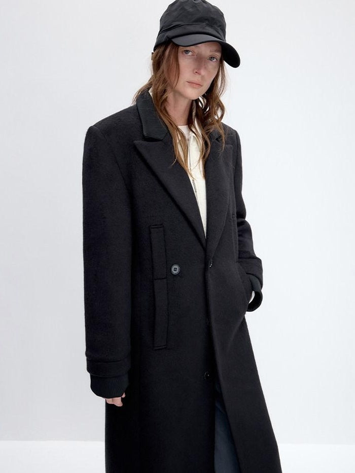 RUN TO THE FUTURE Lambswool Blend Patchwork Relaxed Fit Vintage Commuter Double Breasted Overcoats
