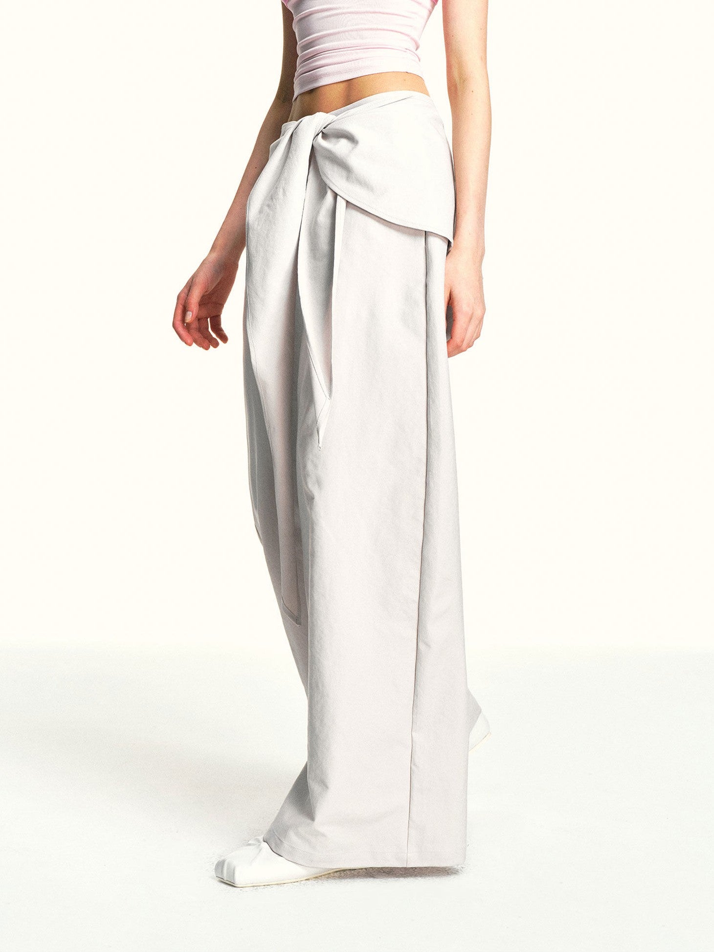 kvkv Oatmeal Gray Relaxed Detachable Waist Tie Women&