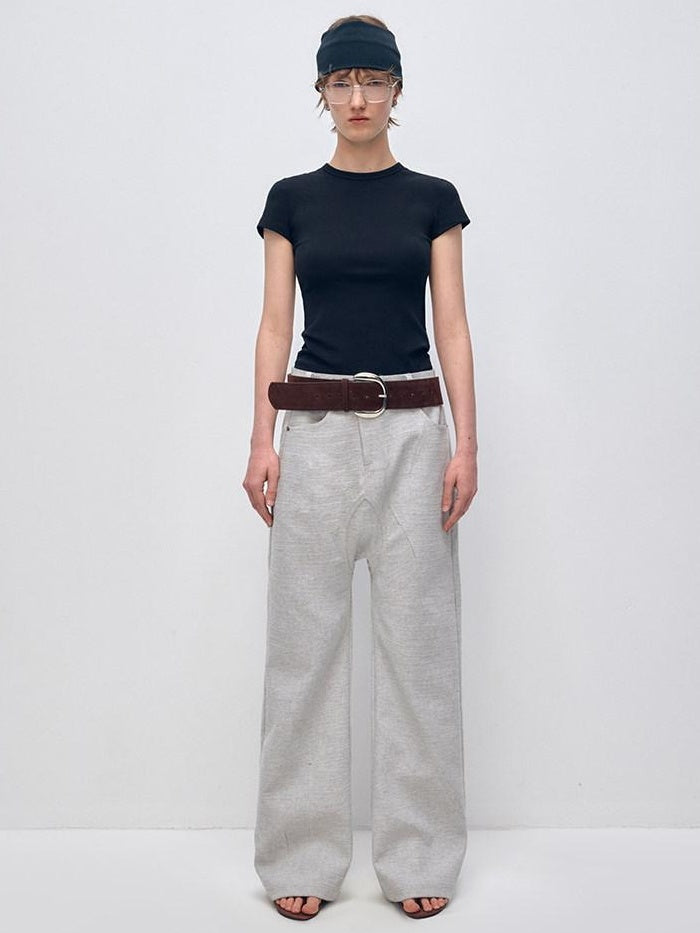 RUN TO THE FUTURE Minimalist Vintage Low Waist Zipper Pocket Office Womens Straight Pants